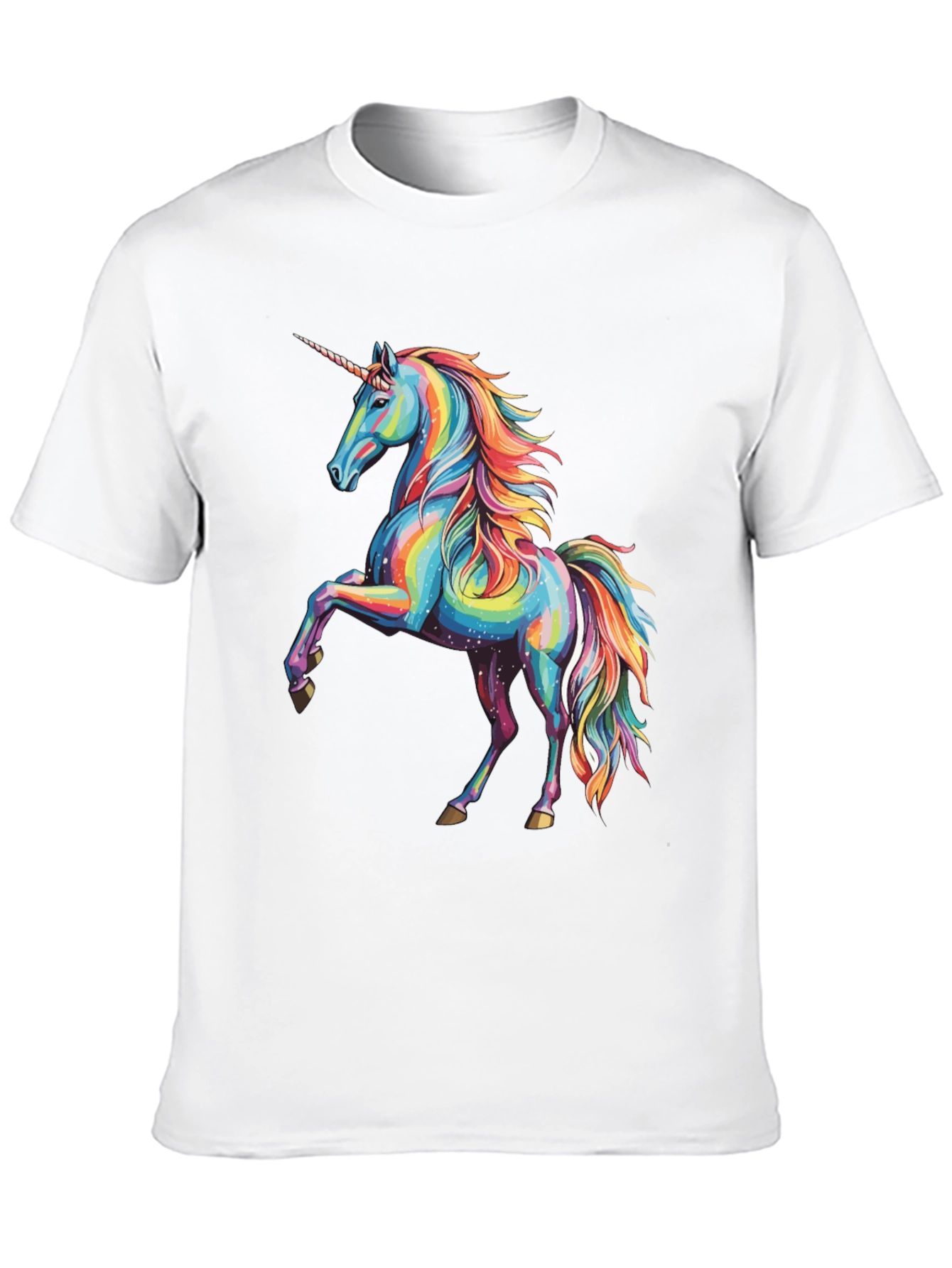 Black Rainbow Unicorn Graphic Print Crew Neck T-Shirt view 10