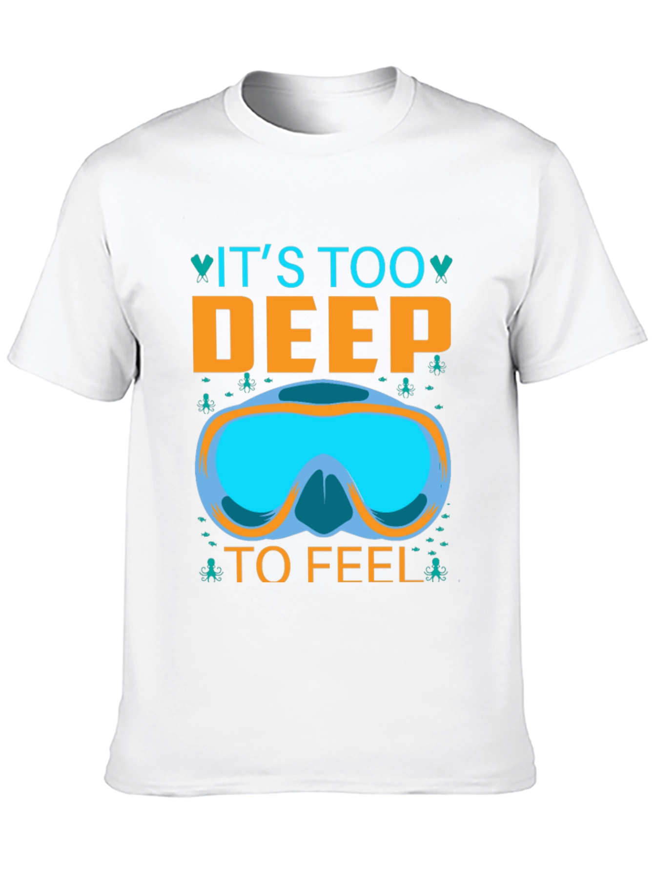 Black It's Too Deep To Feel T-Shirt - Diving Mask Graphic Tee view 10