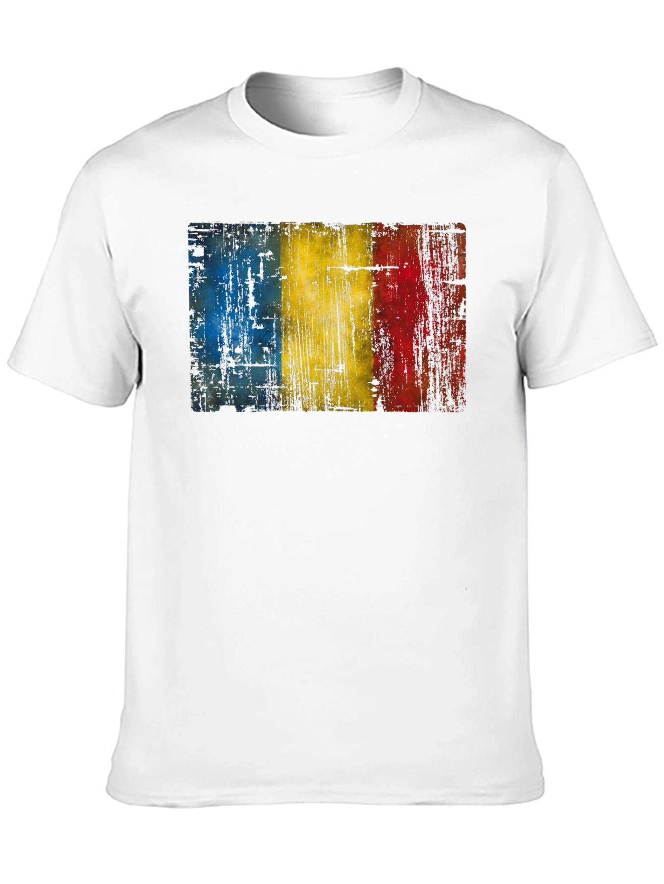 Black Romania Flag Distressed Black T-Shirt view 10