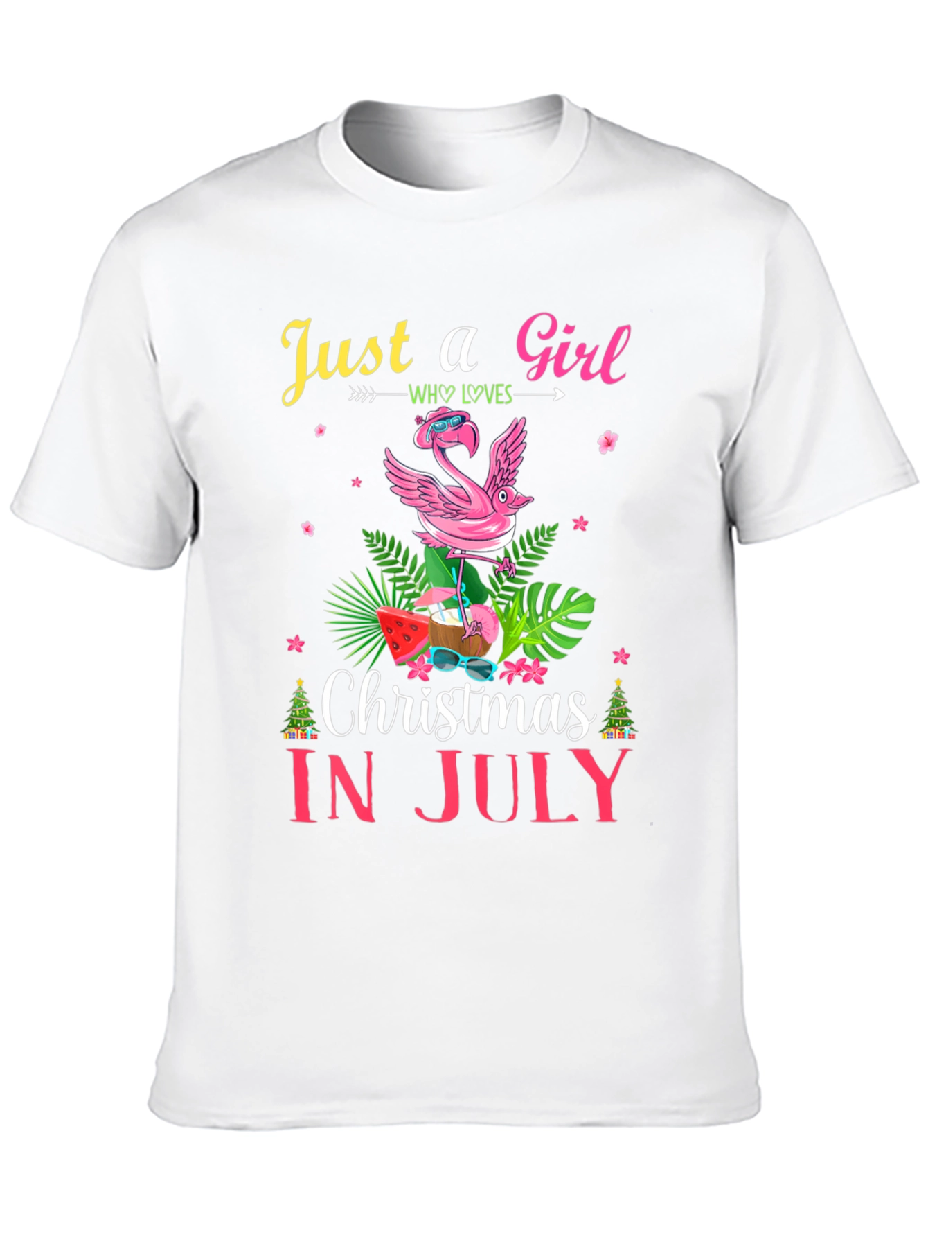 Black Christmas in July Flamingo T-Shirt view 10