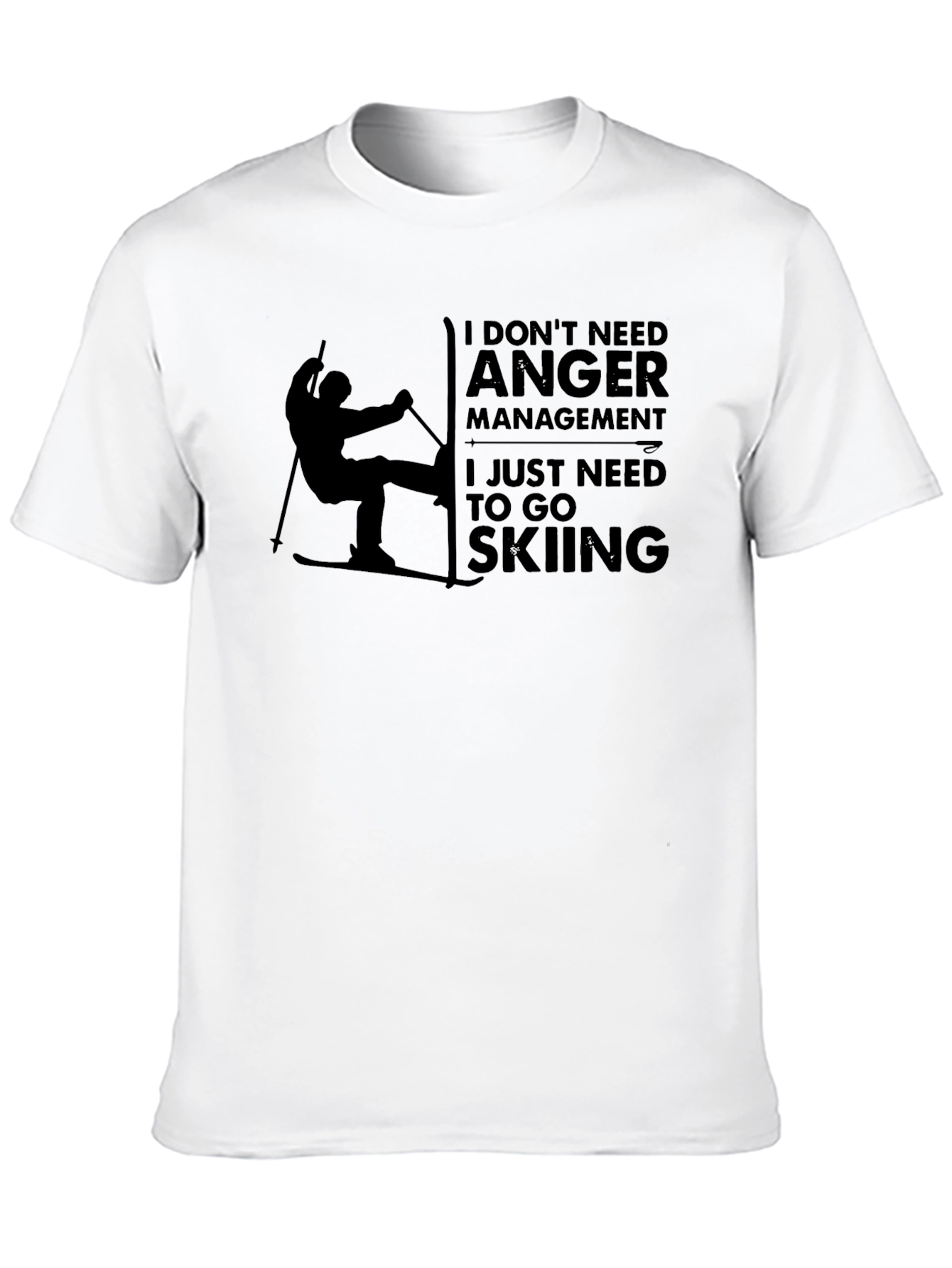 Black Funny Skiing T-Shirt: I Don't Need Anger Management view 10