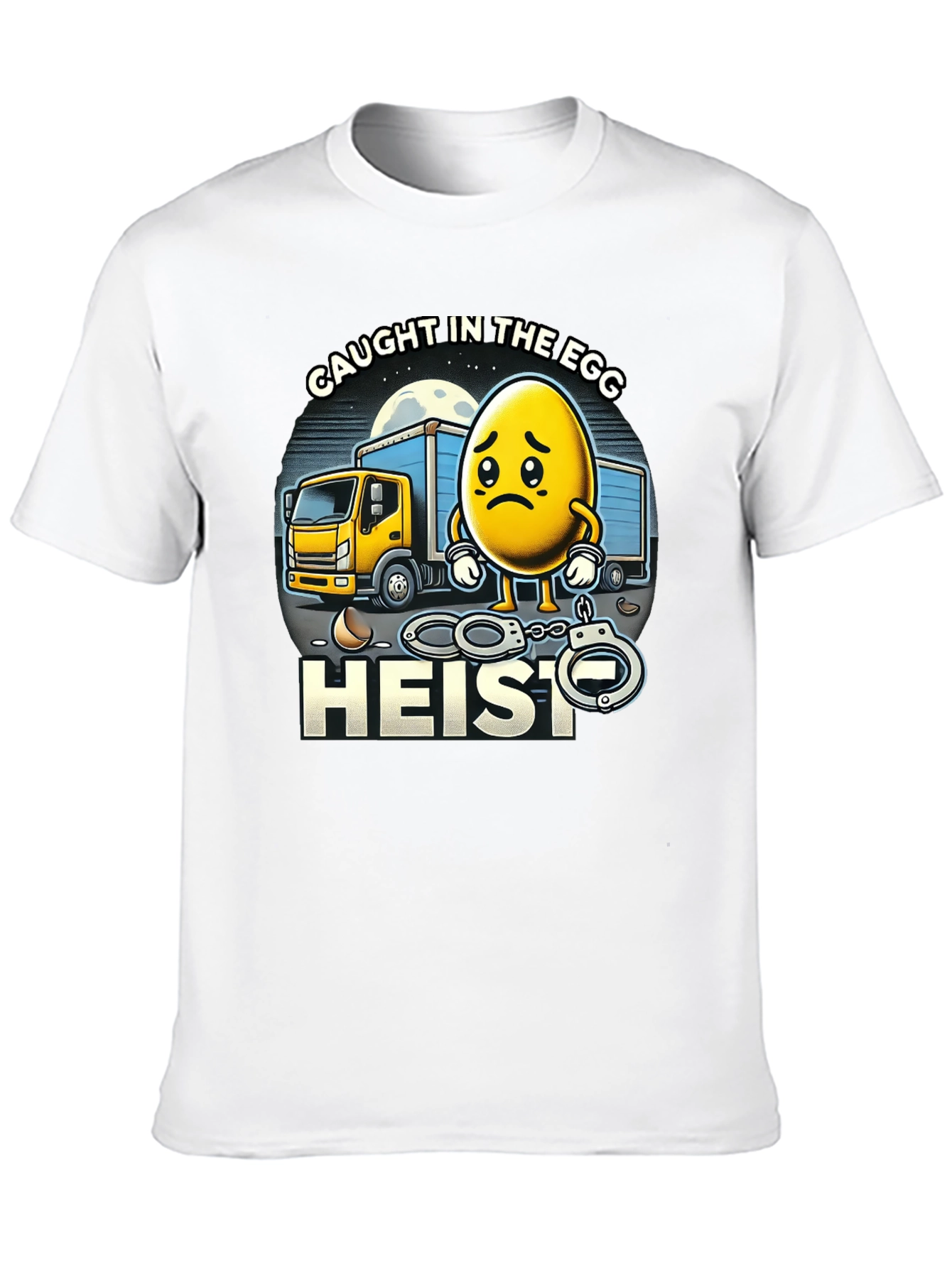 Black Caught in the Egg Heist T-Shirt - Funny Cartoon Tee view 10