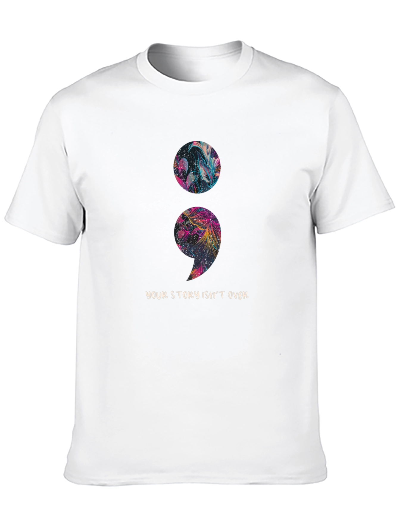 Black Semicolon Story Tee - Floral Mental Health Awareness Shirt view 10