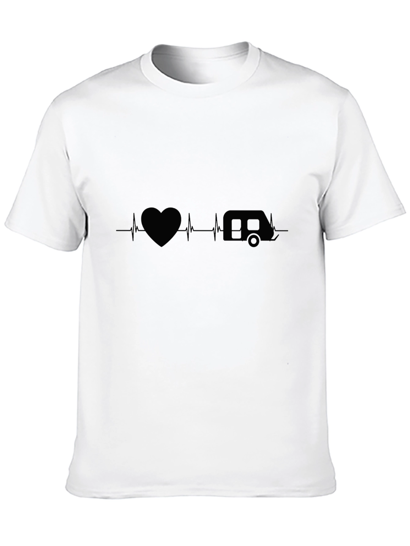 Black Camping Heartbeat T-Shirt - Black Cotton Tee view 10