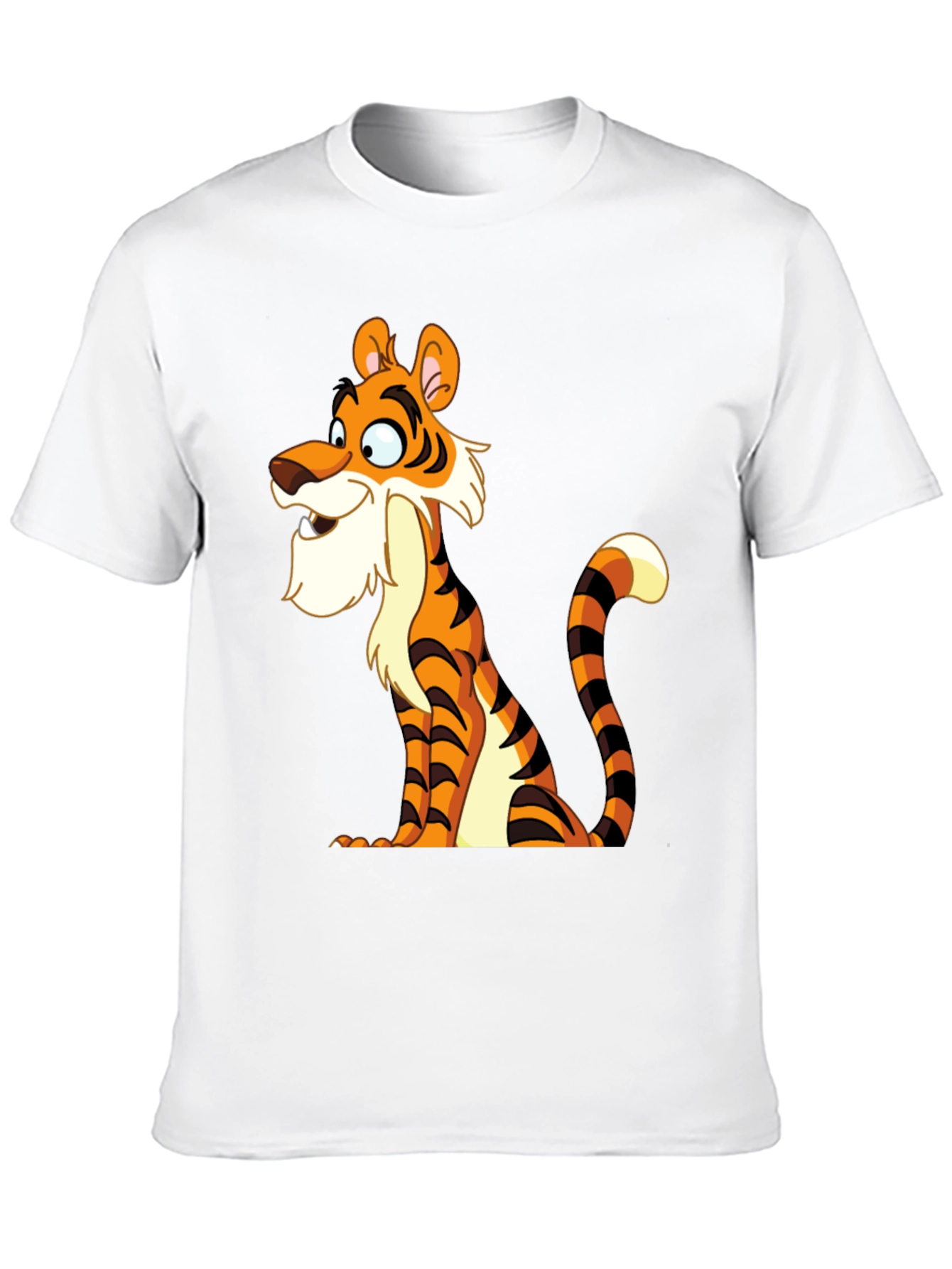 Black Cartoon Tiger Graphic Tee - Men's Black T-Shirt view 10