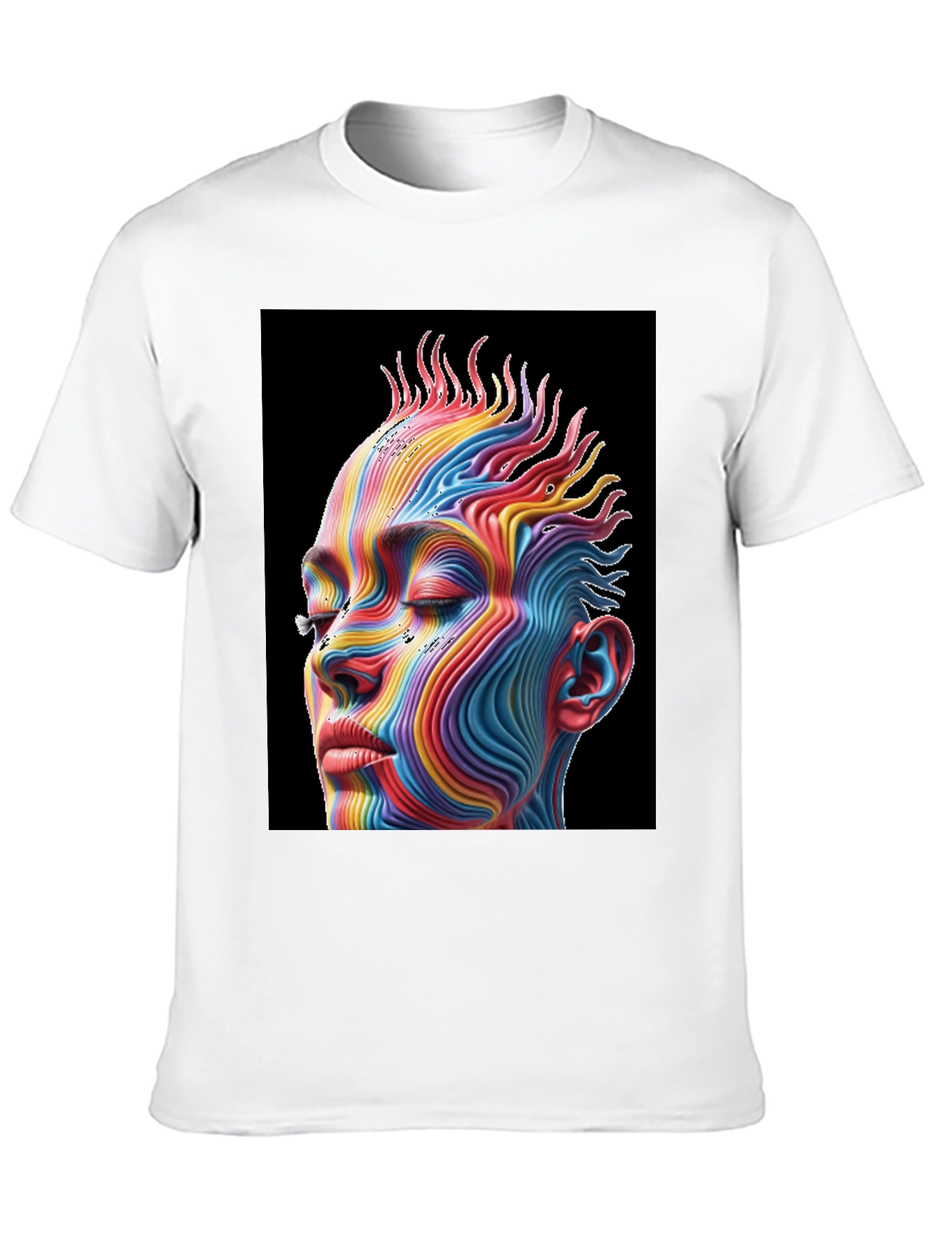 Black Rainbow Abstract Face Graphic Tee - Unisex Black T-Shirt view 10