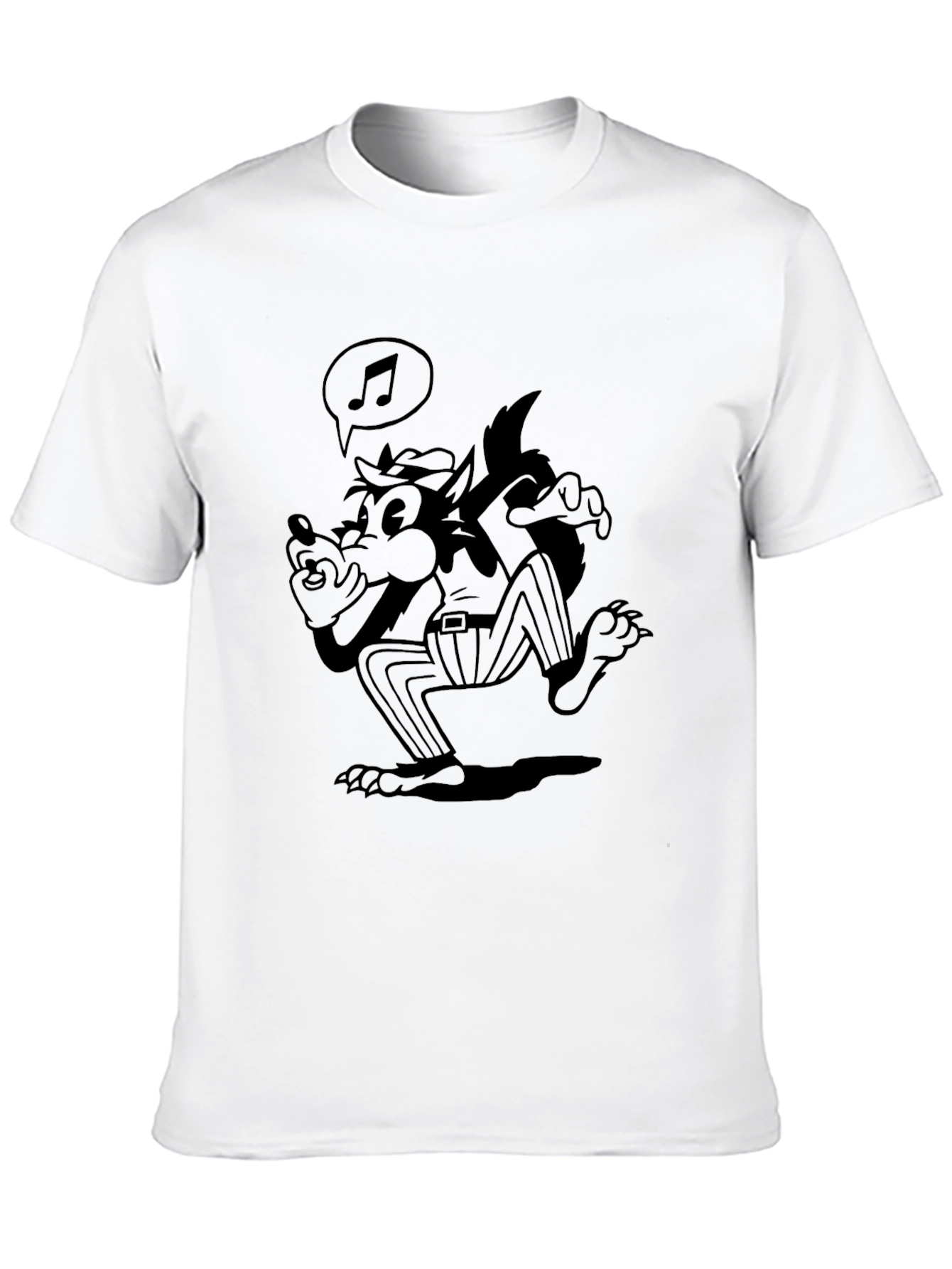 Black Cartoon Wolf T-Shirt - Black view 10