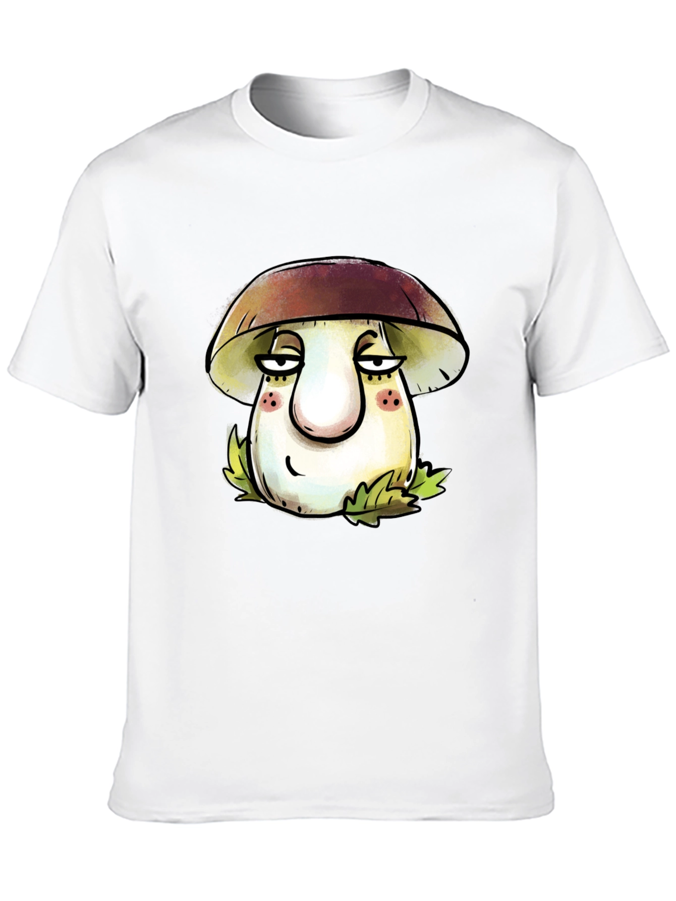 Black Mushroom Cartoon T-Shirt - Unisex Black Tee view 10