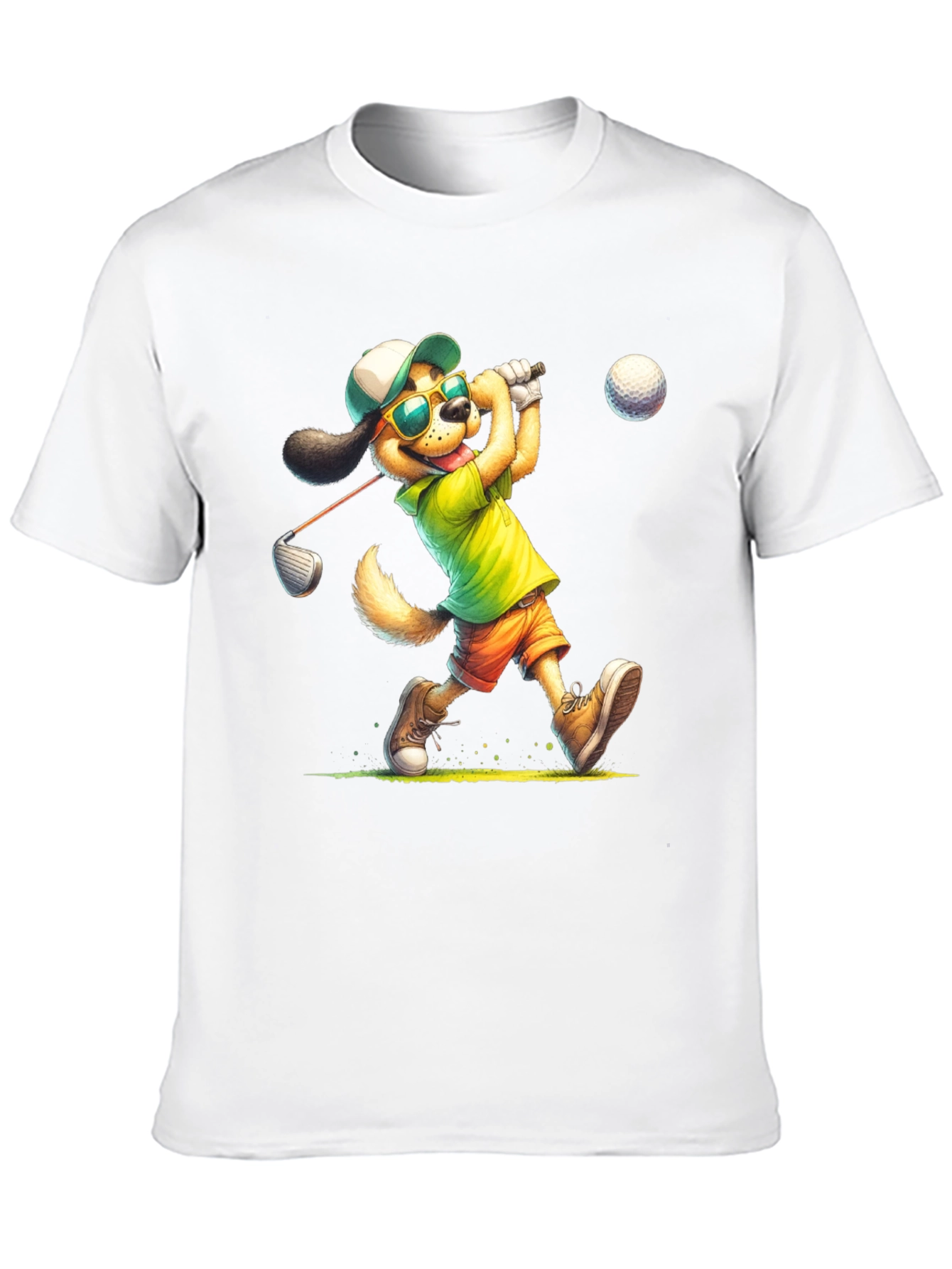 Black Cartoon Dog Golfer T-Shirt view 10