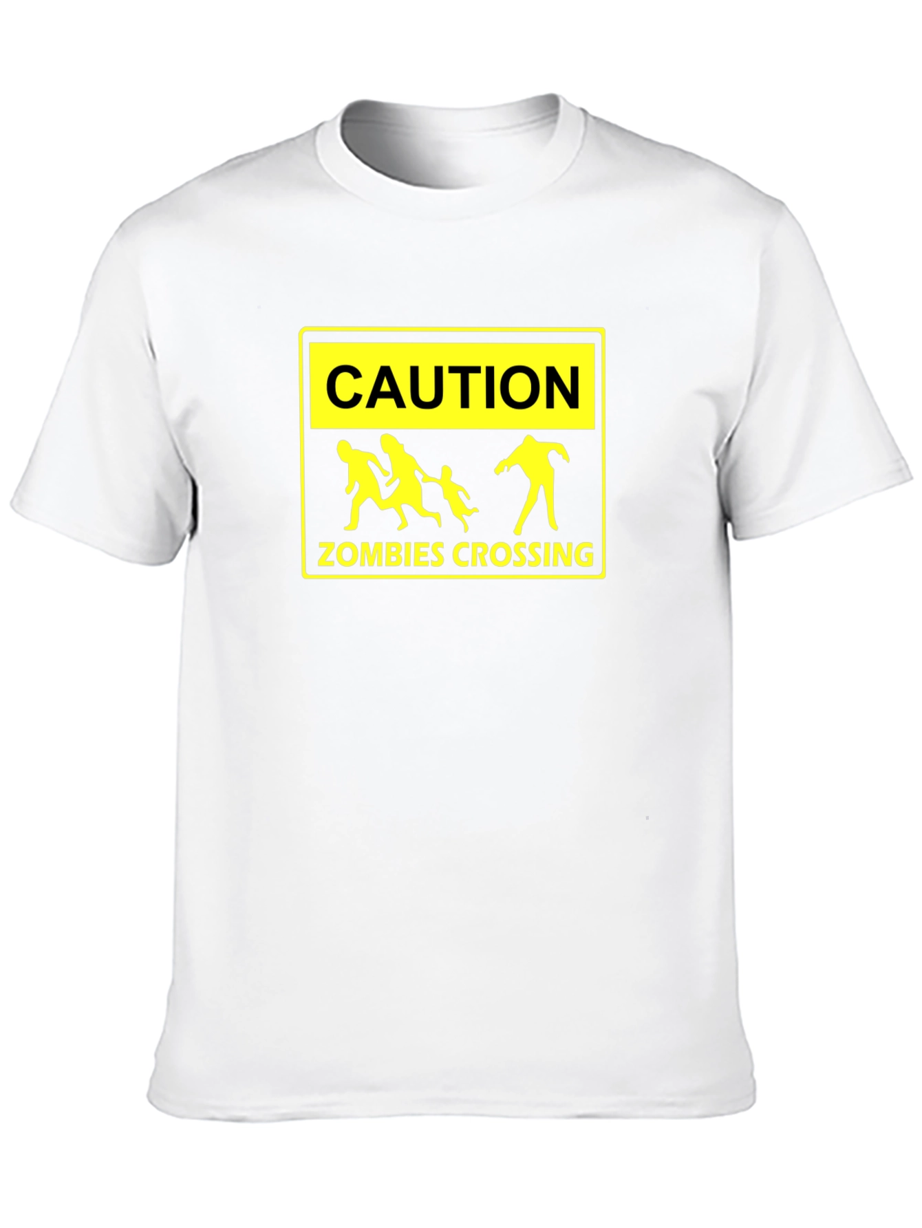 Black Caution Zombies Crossing Graphic T-Shirt view 10