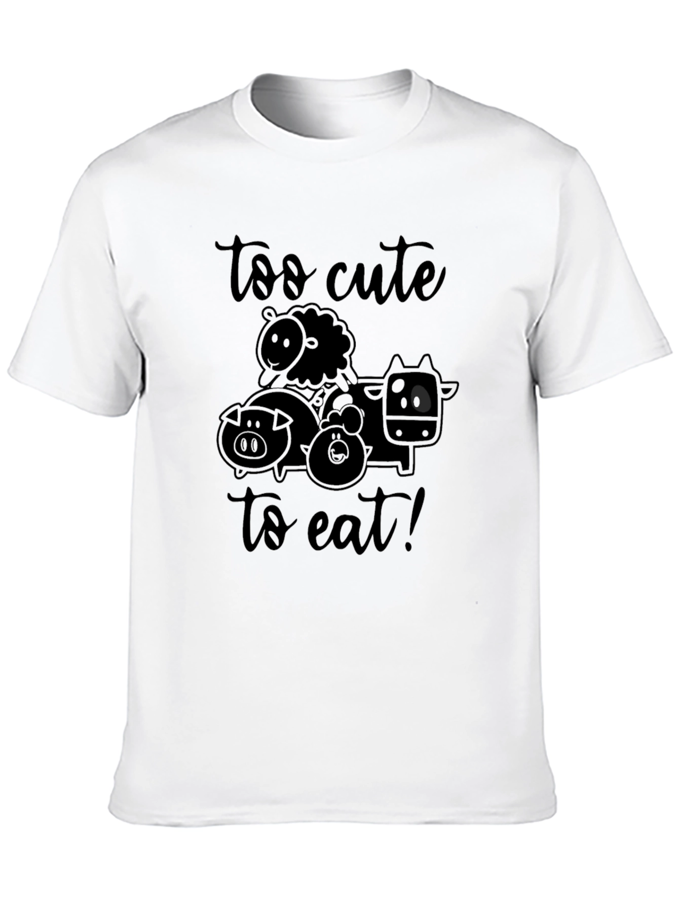 Black Too Cute to Eat Vegan T-Shirt view 10