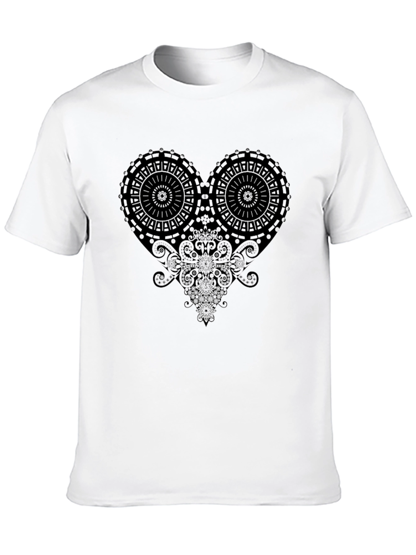 Black Abstract Heart Graphic Black T-Shirt view 10