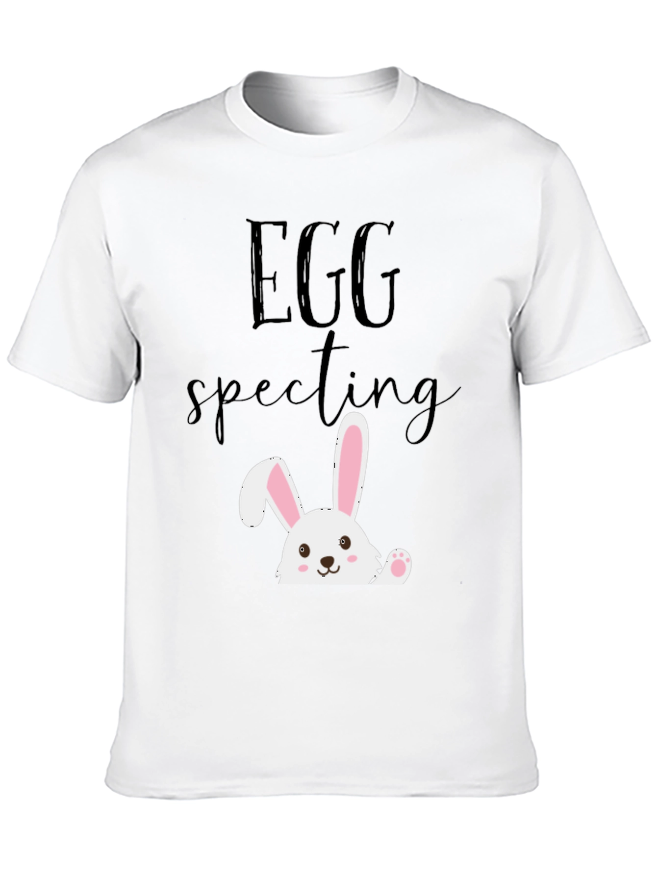 Black Eggspecting Easter Bunny T-Shirt - Funny Pregnancy Tee view 10