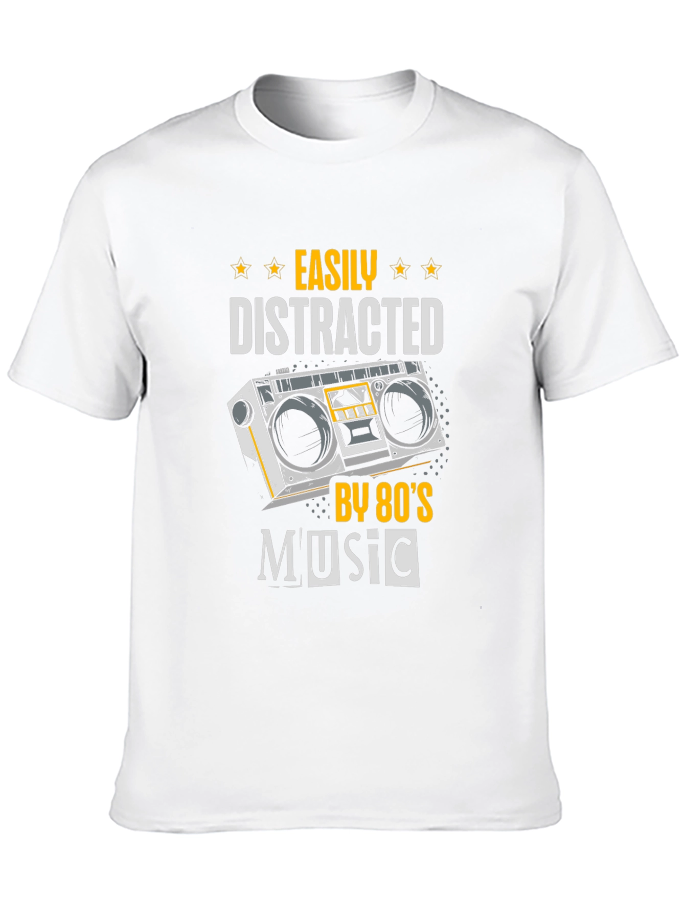 Black Easily Distracted by 80's Music Graphic Tee view 10