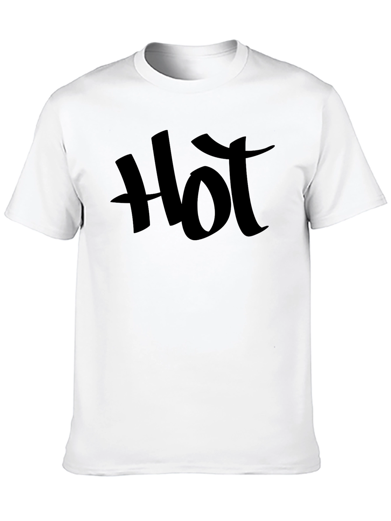 Black Hot Print Black T-Shirt Casual Crew Neck view 10
