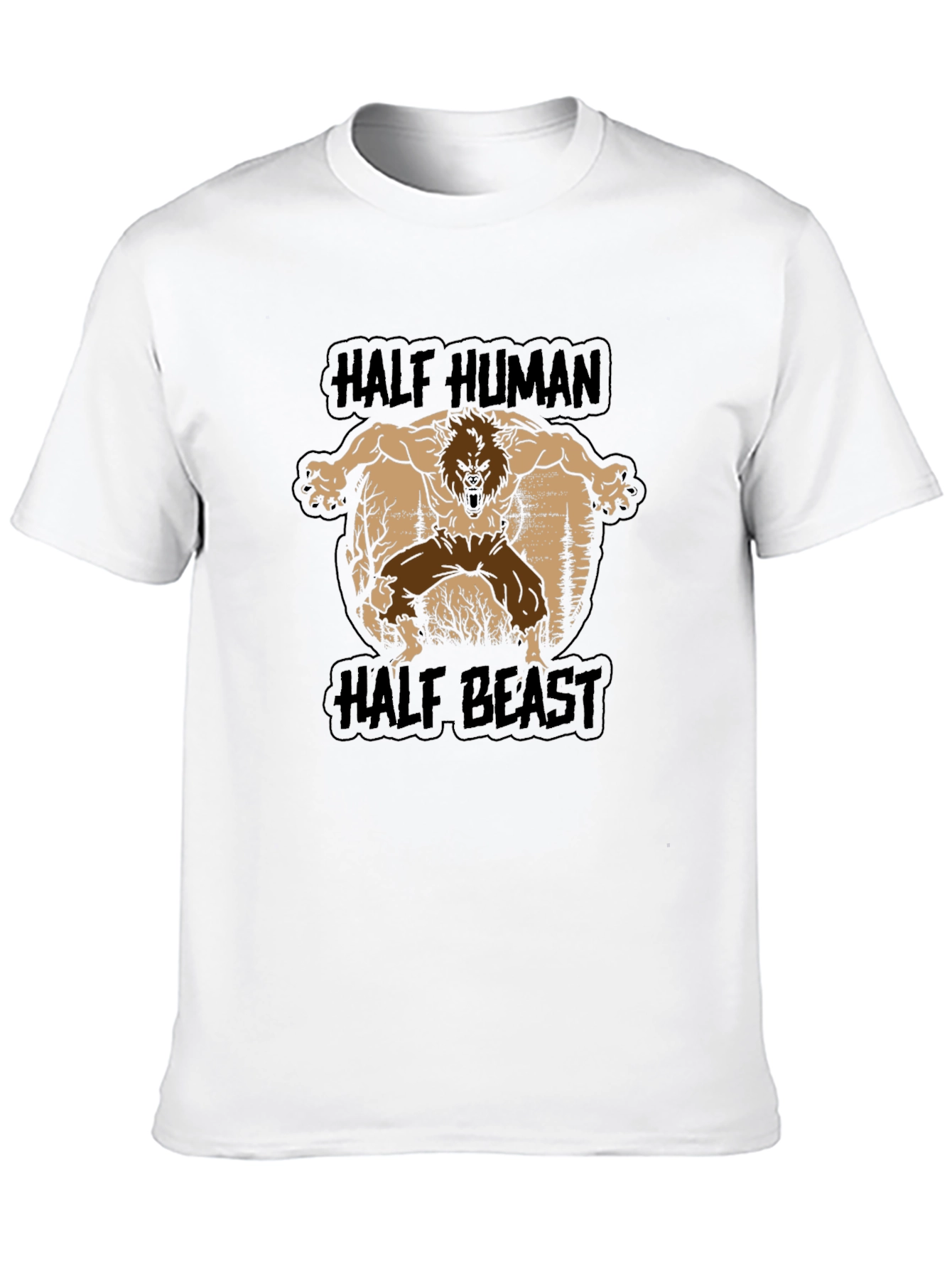 Black Half Human Half Beast Graphic T-Shirt - Black view 10