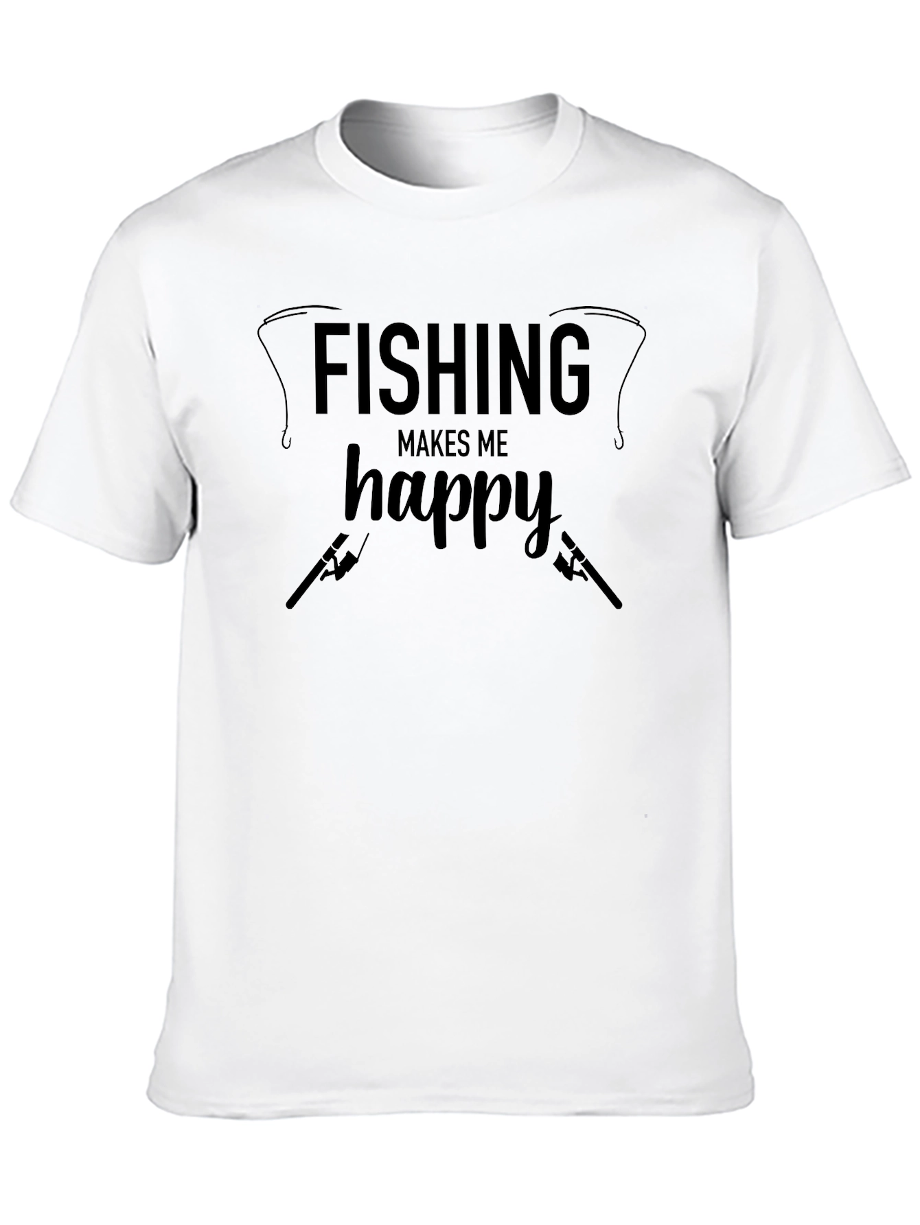 Black Fishing Makes Me Happy Black T-Shirt view 10