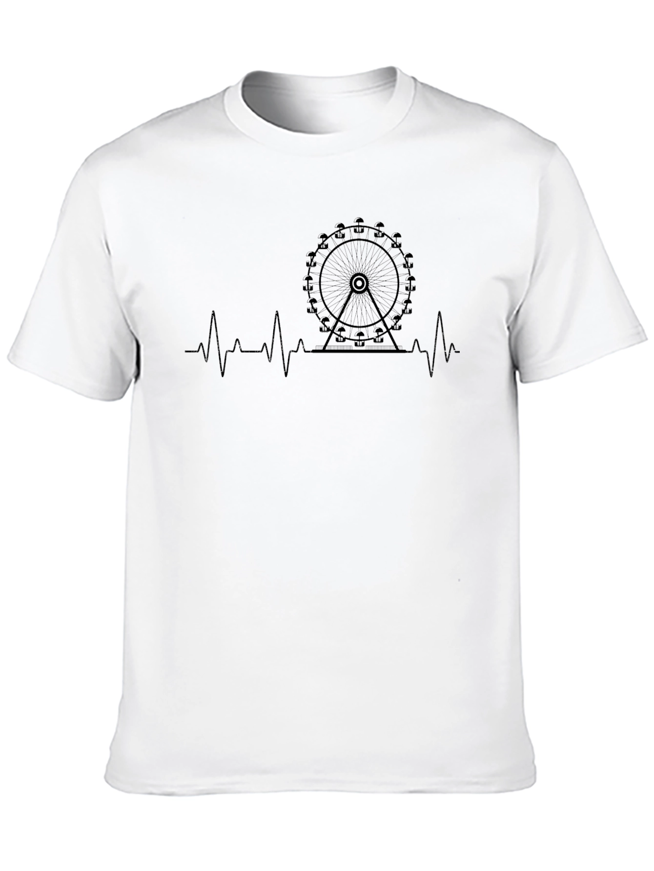 Black London Eye Heartbeat T-Shirt - Black, Crew Neck view 10