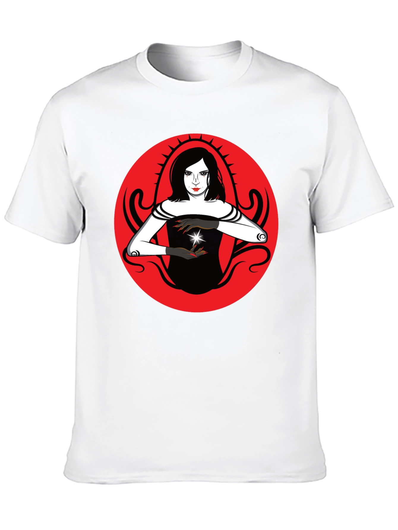 Black Mystic Witch Graphic Tee - Black Cotton T-Shirt view 10