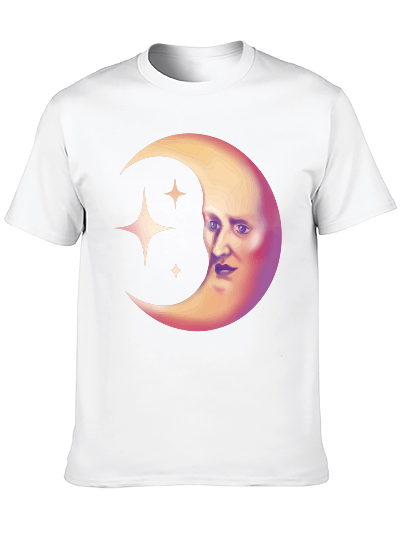 Black Celestial Moon Face Graphic Tee - Unique Design view 10
