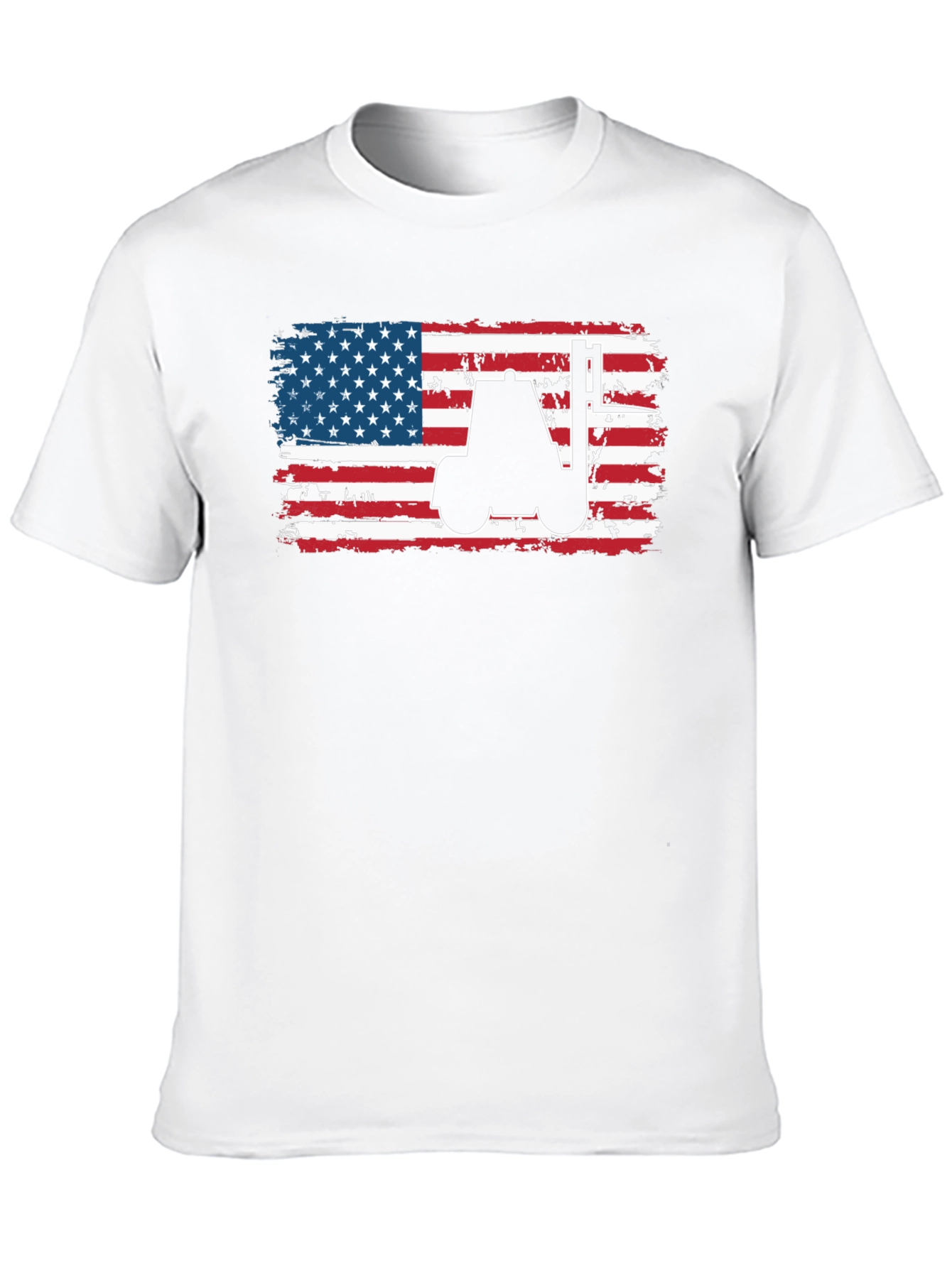 Black American Flag Forklift T-Shirt view 10