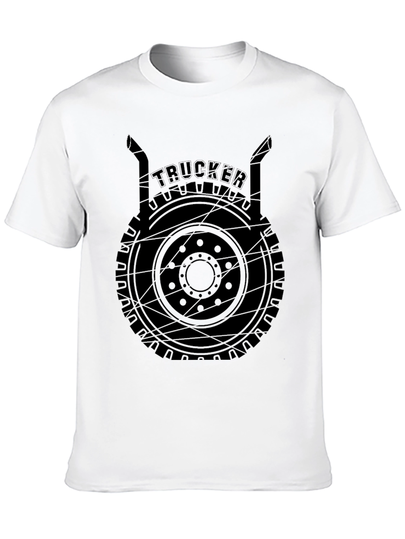 Black Trucker T-Shirt Black Graphic Tee view 10