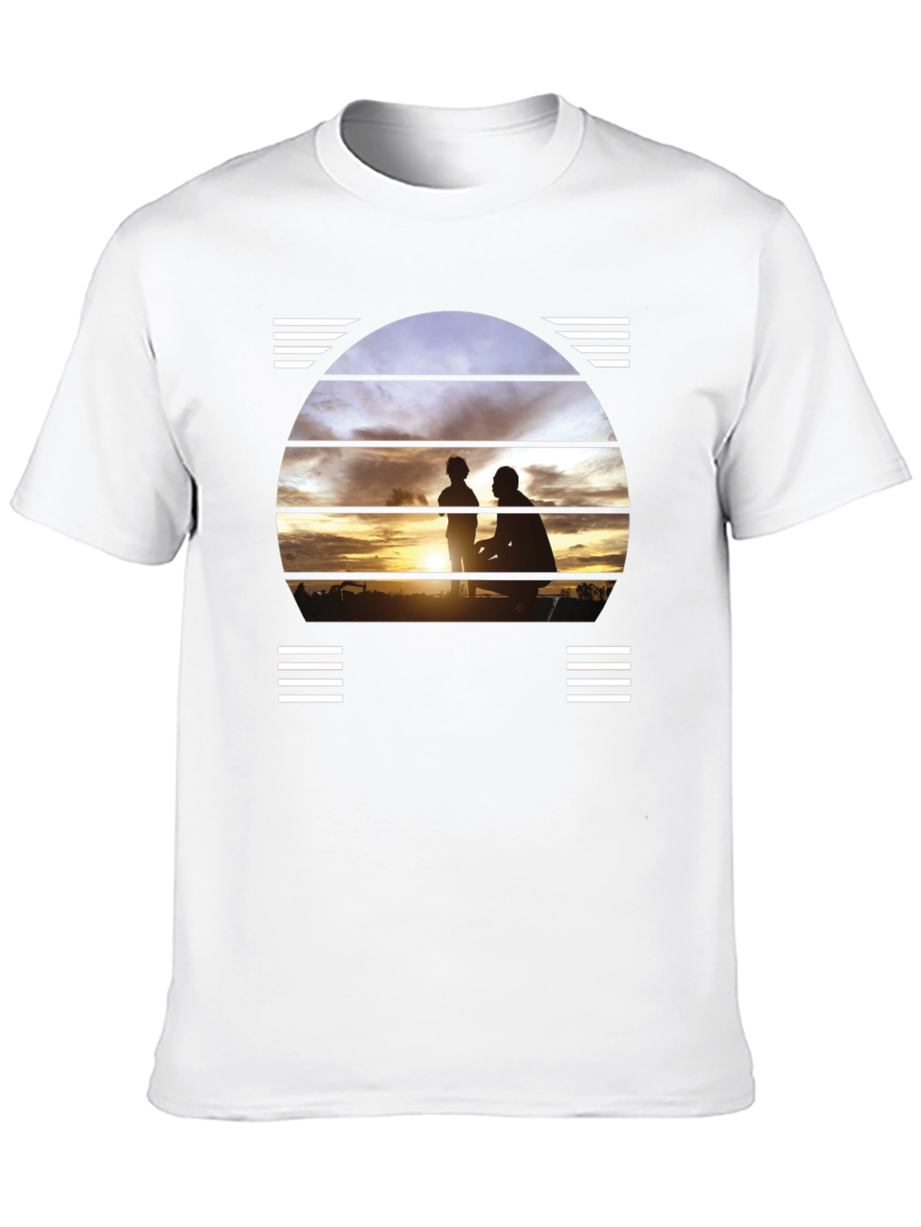 Black Sunset Father & Child Silhouette Black T-Shirt view 10