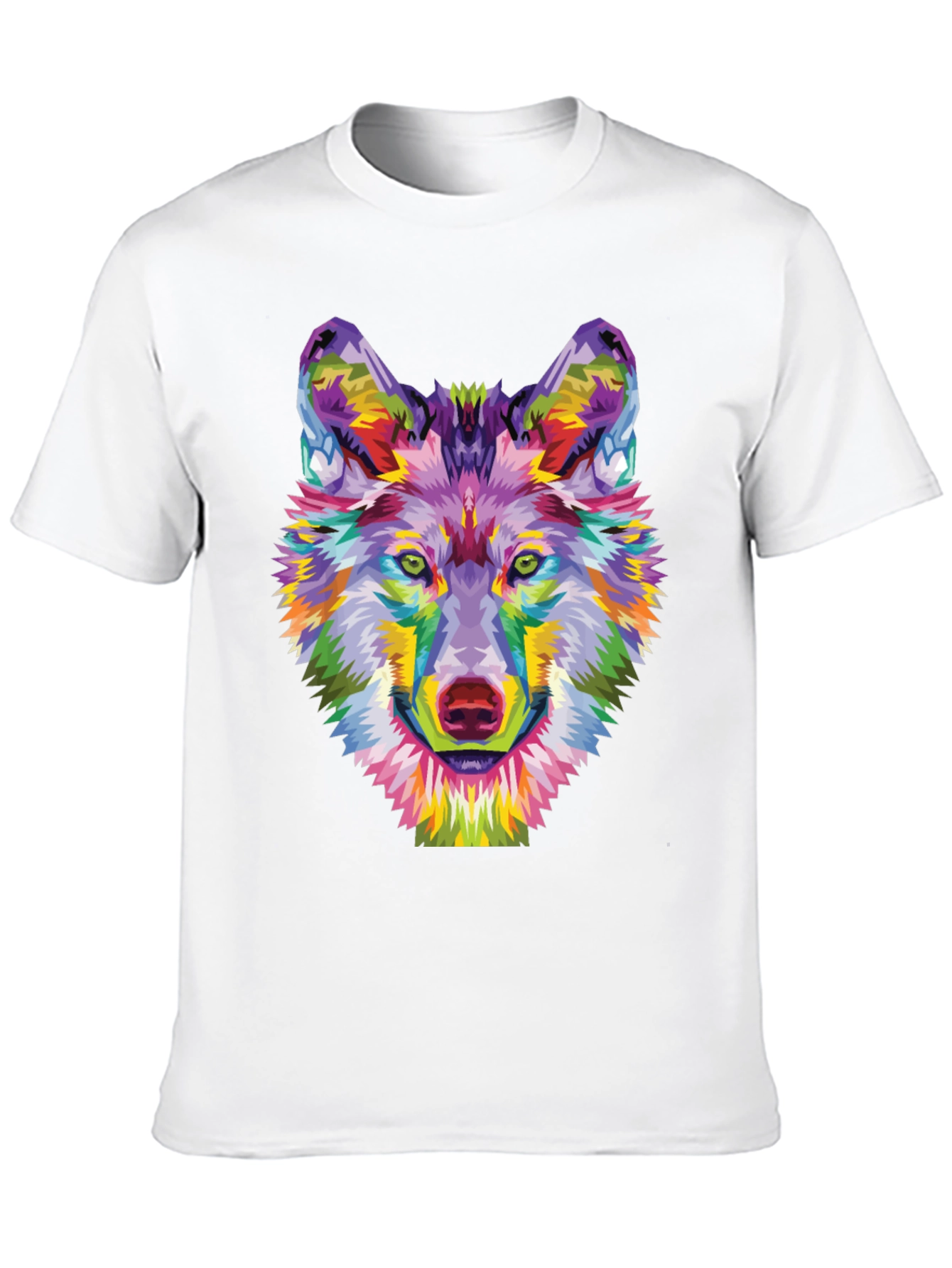 Black Colorful Wolf Graphic Tee - Unique Art Shirt view 10