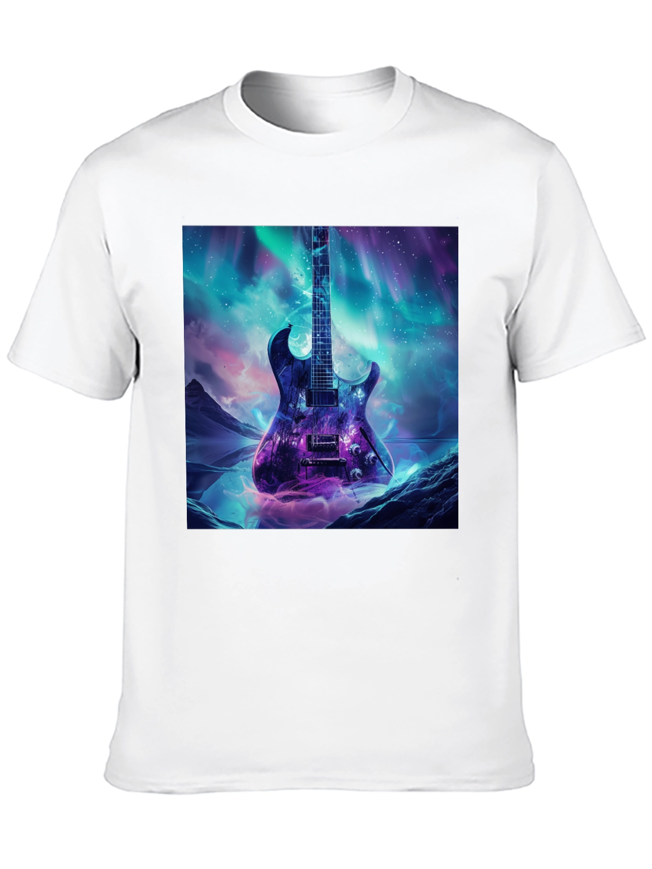 Black Guitar Galaxy Graphic Tee - Black Cotton T-Shirt view 10