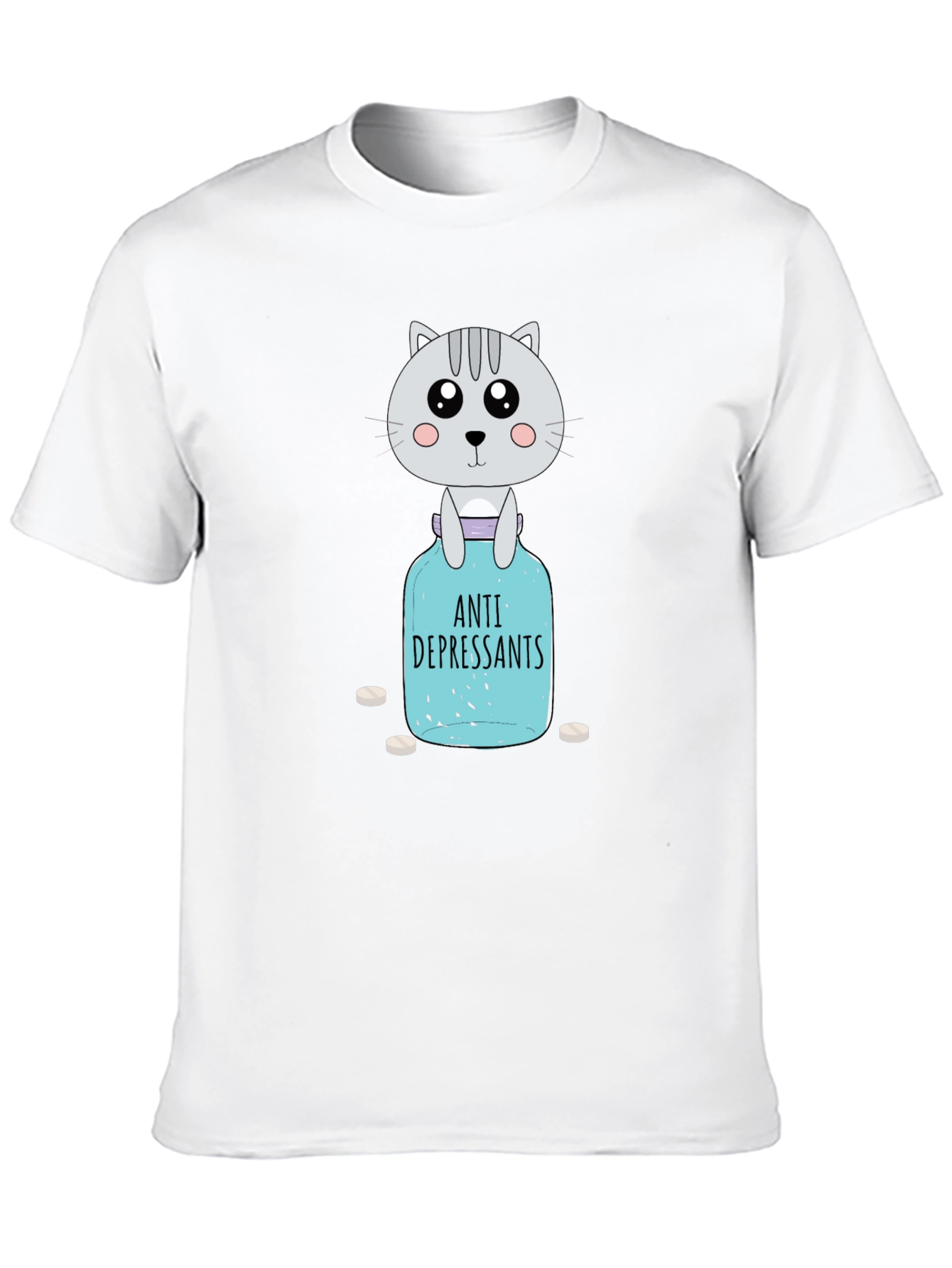 Black Anti-Depressant Cat T-Shirt - Pill Bottle Humor view 10