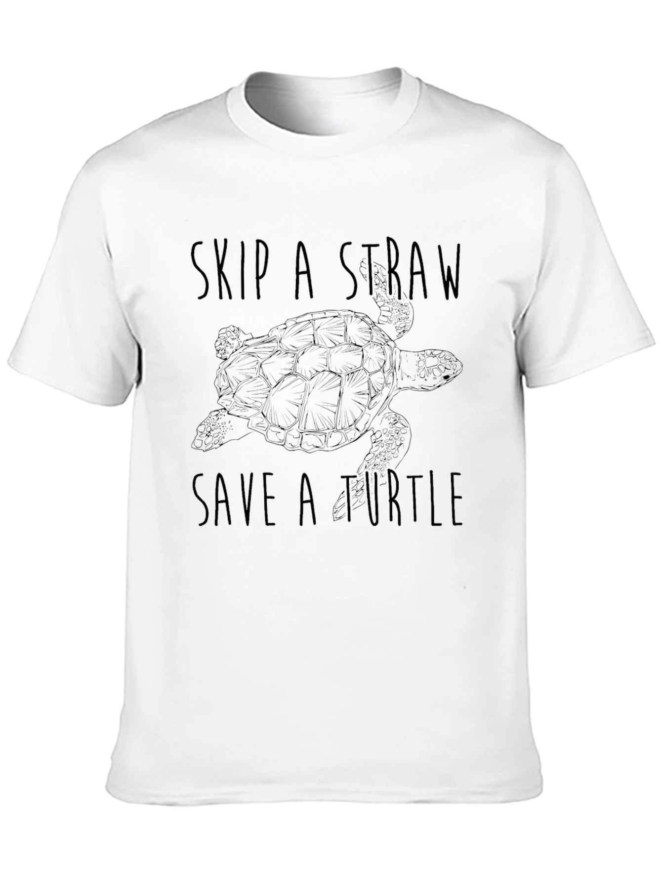 Black Skip A Straw, Save A Turtle Black T-Shirt view 10