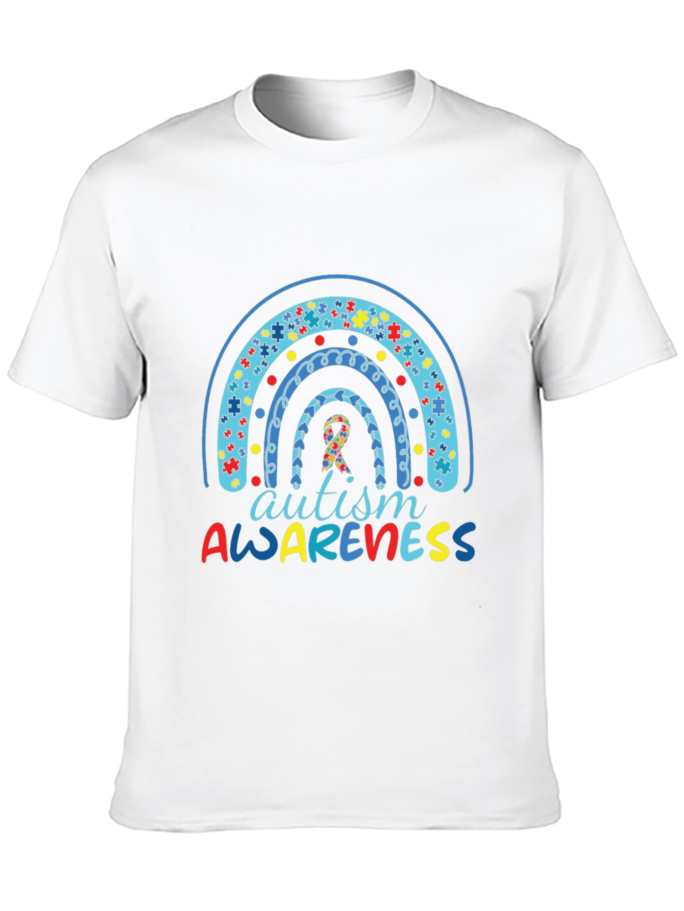 Autism Awareness Rainbow Puzzle Piece Graphic Tee - 10