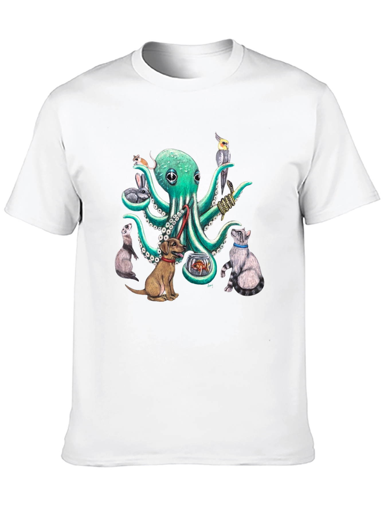 Black Octopus Pet Lover Graphic T-Shirt view 10