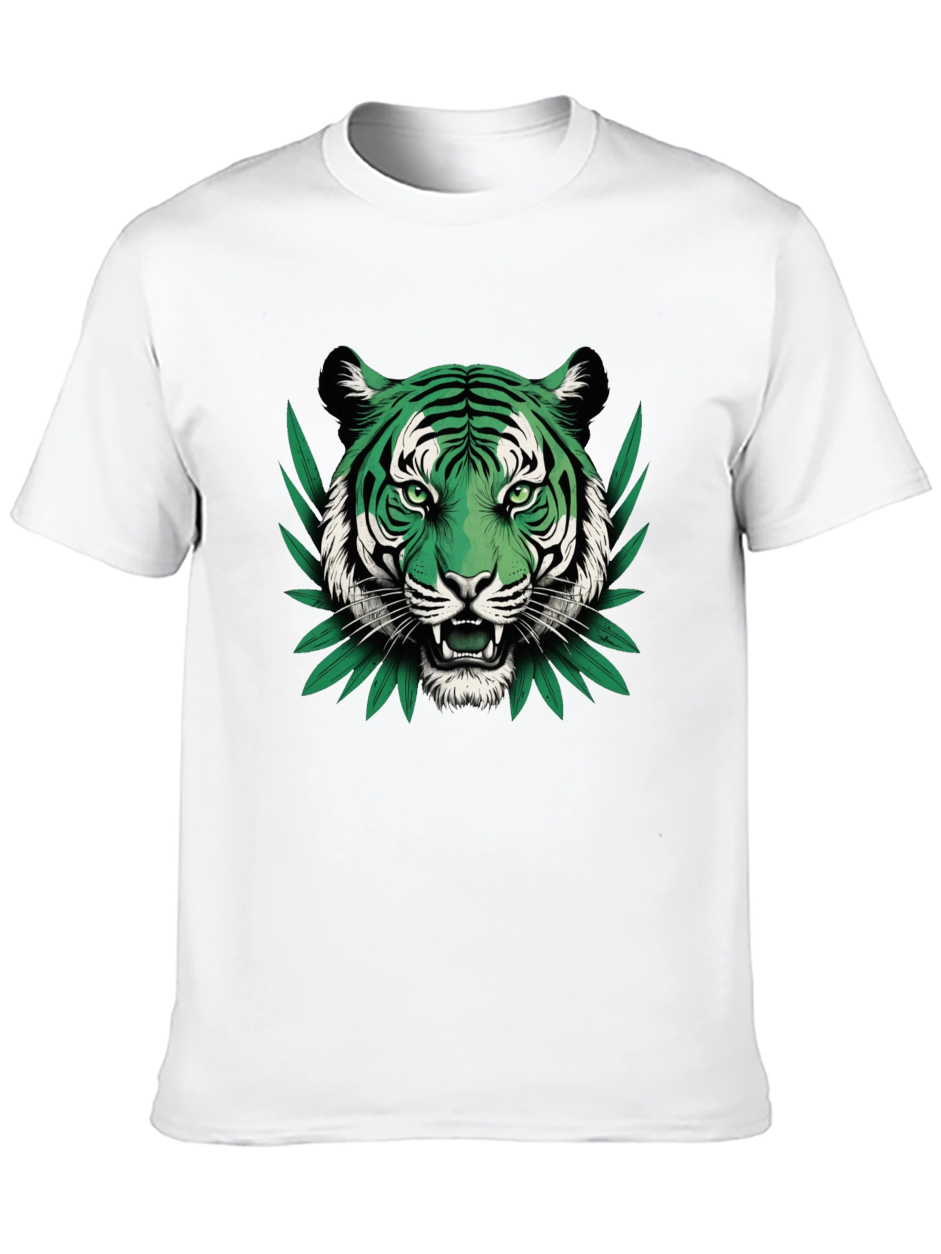 Black Green Tiger Graphic Black T-Shirt view 10