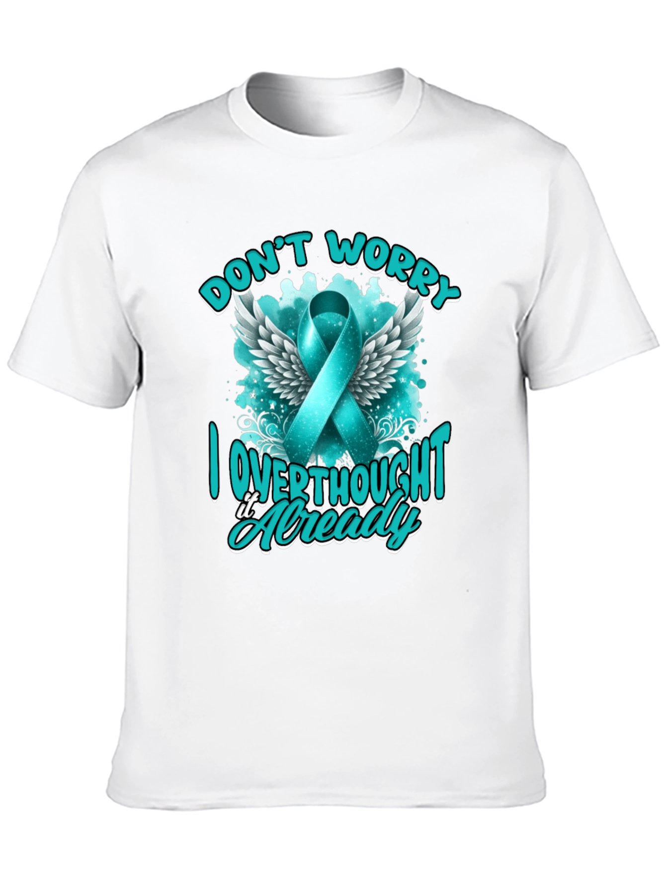 Black Don't Worry, I Overthought It Awareness Ribbon Tee view 10