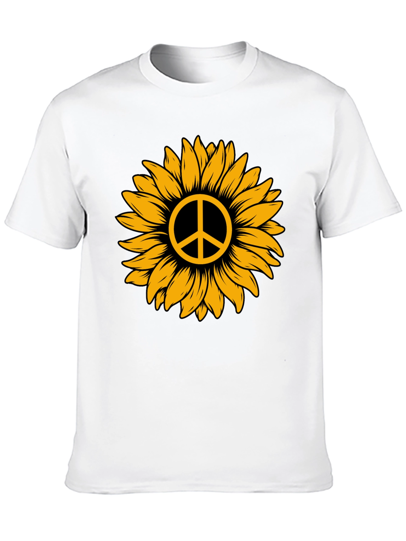 Black Sunflower Peace Sign Graphic Tee - Stylish Comfort view 10