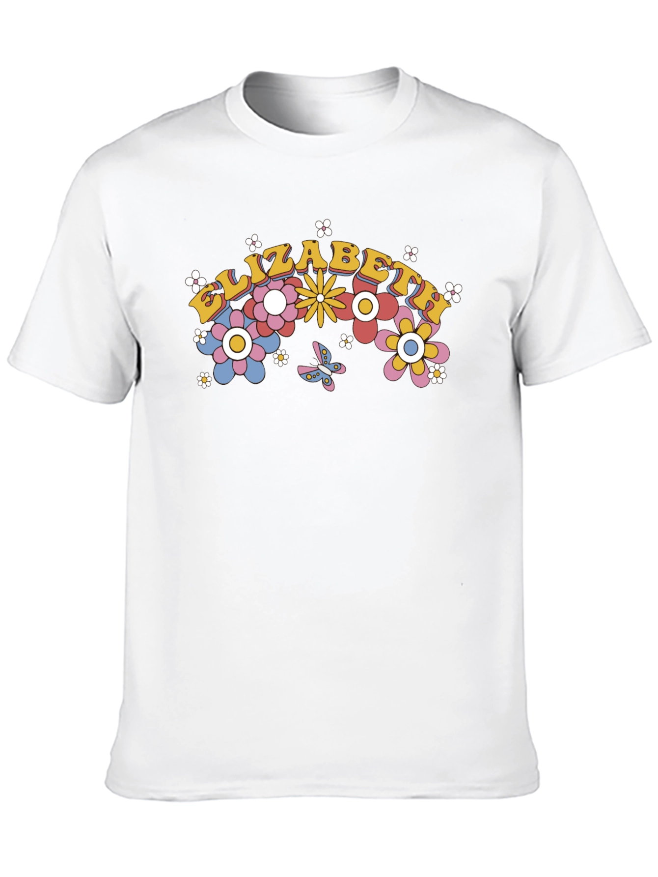 Black Elizabeth Floral Graphic Tee - Retro Style Black T-Shirt view 10