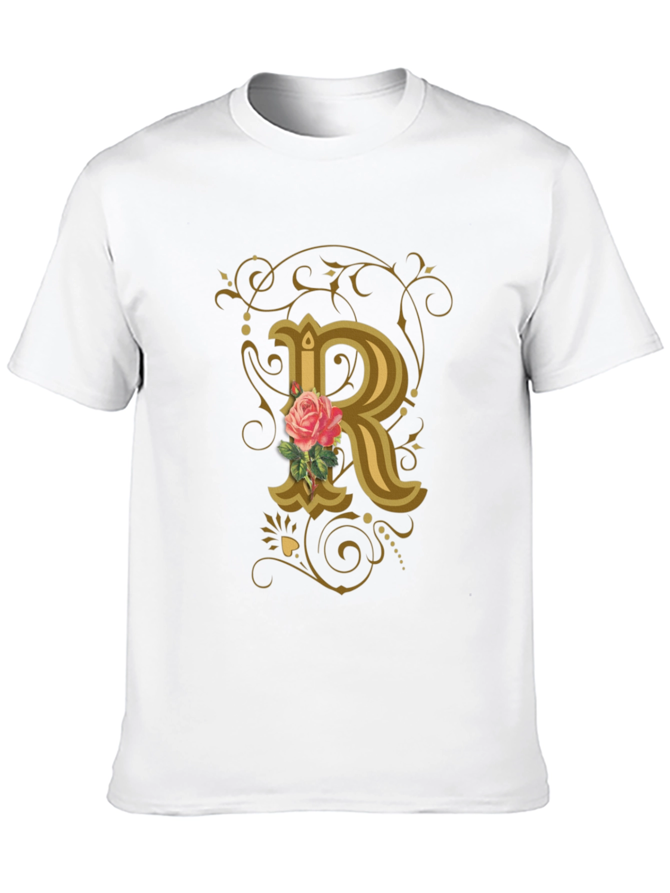 Black Rose Initial R Black T-Shirt view 10