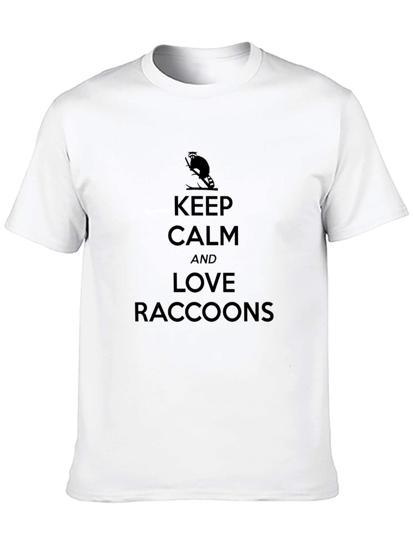 Black Keep Calm and Love Raccoons Black T-Shirt view 10