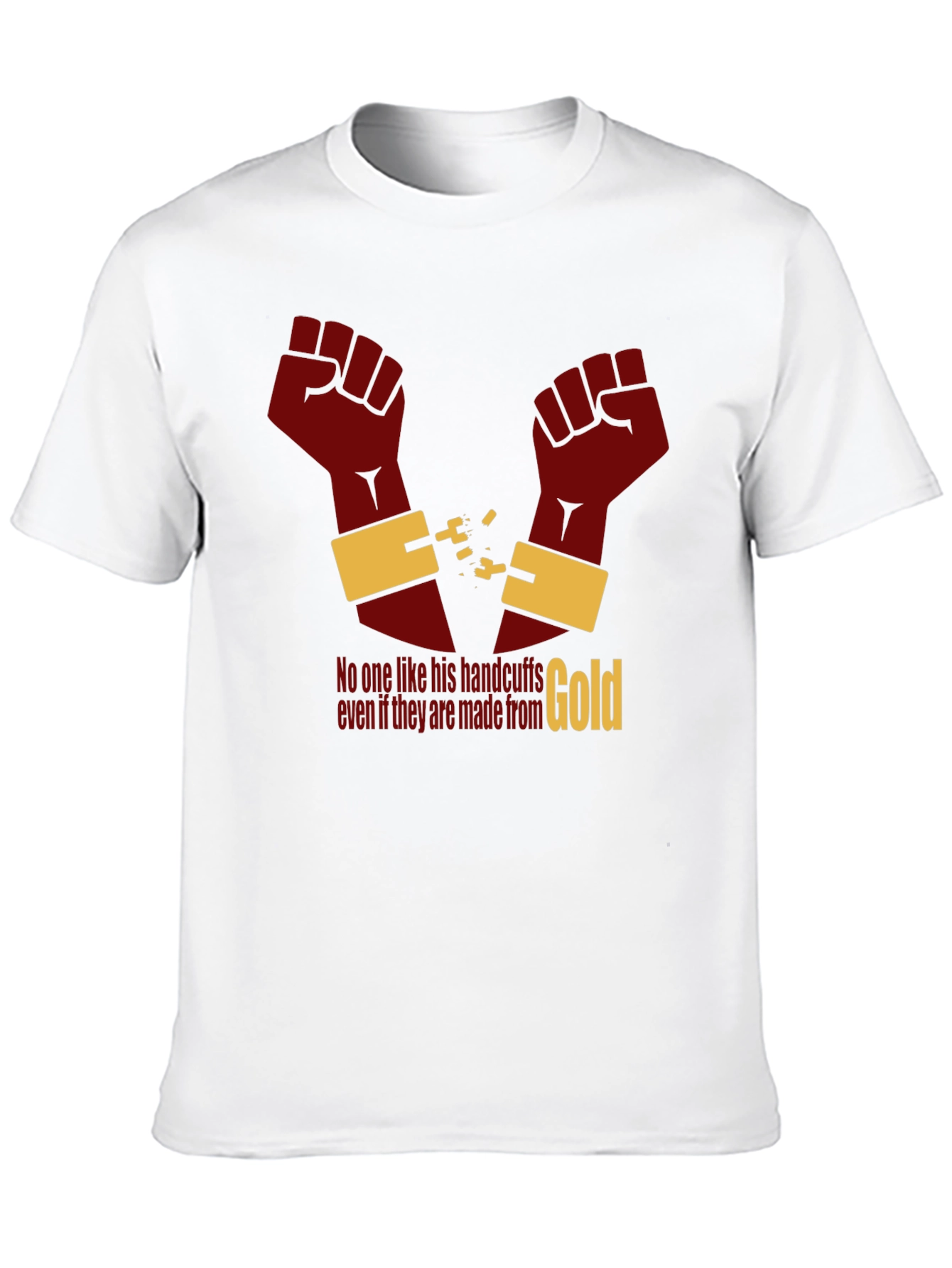 Black Freedom Gold Handcuff T-Shirt view 10