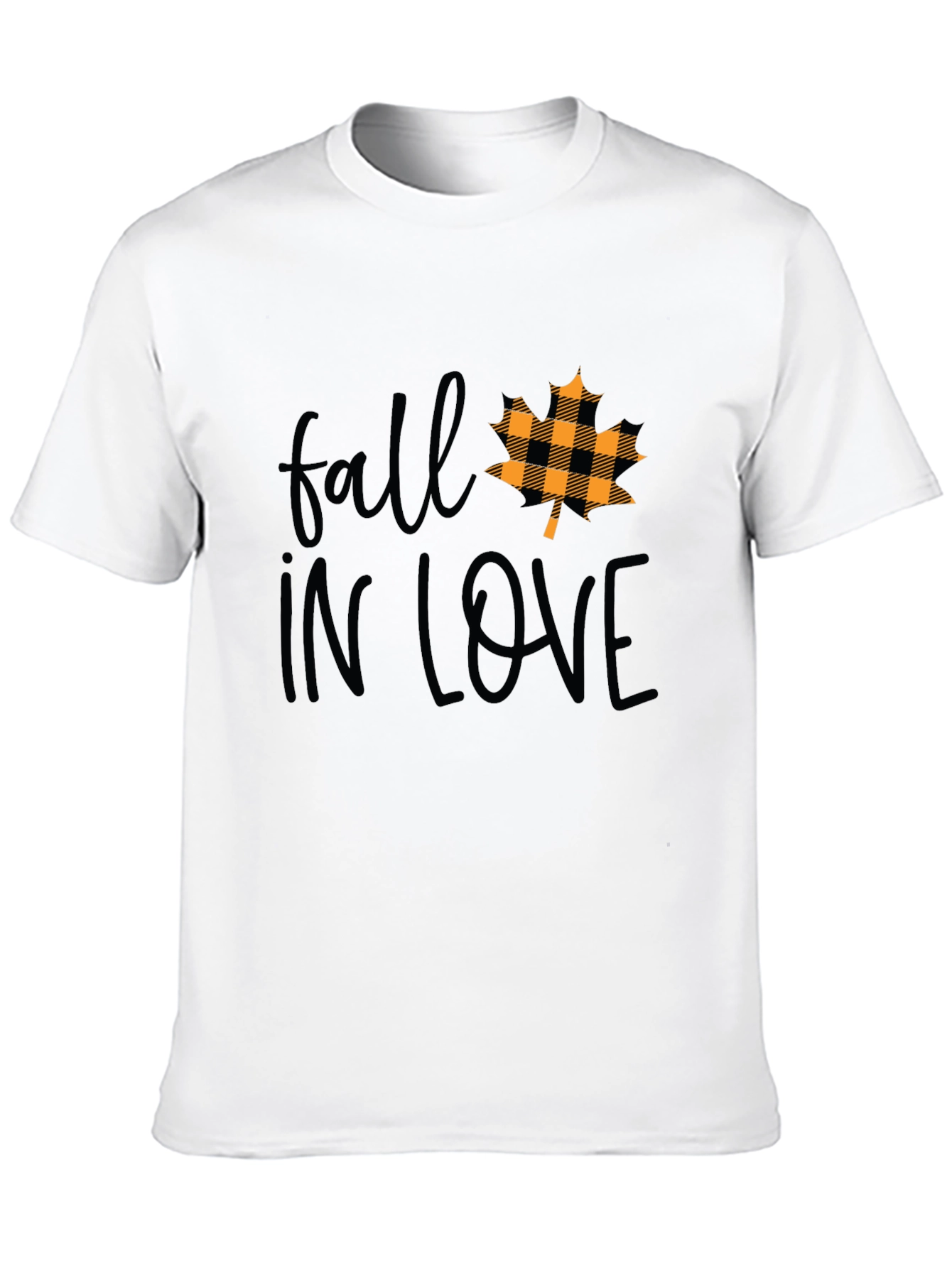 Black Fall In Love Maple Leaf Plaid T-Shirt view 10