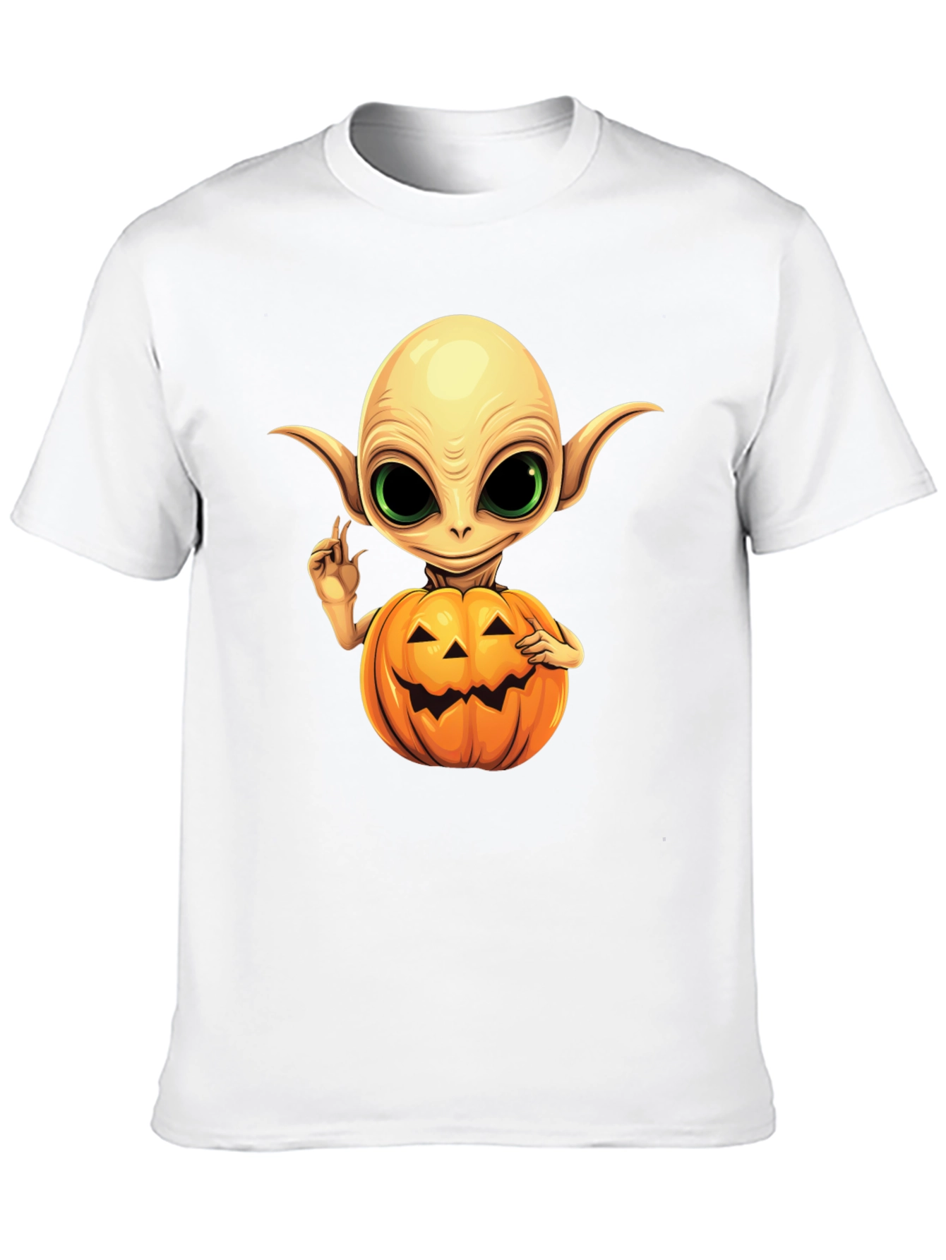 Black Spooky Alien Pumpkin T-Shirt view 10
