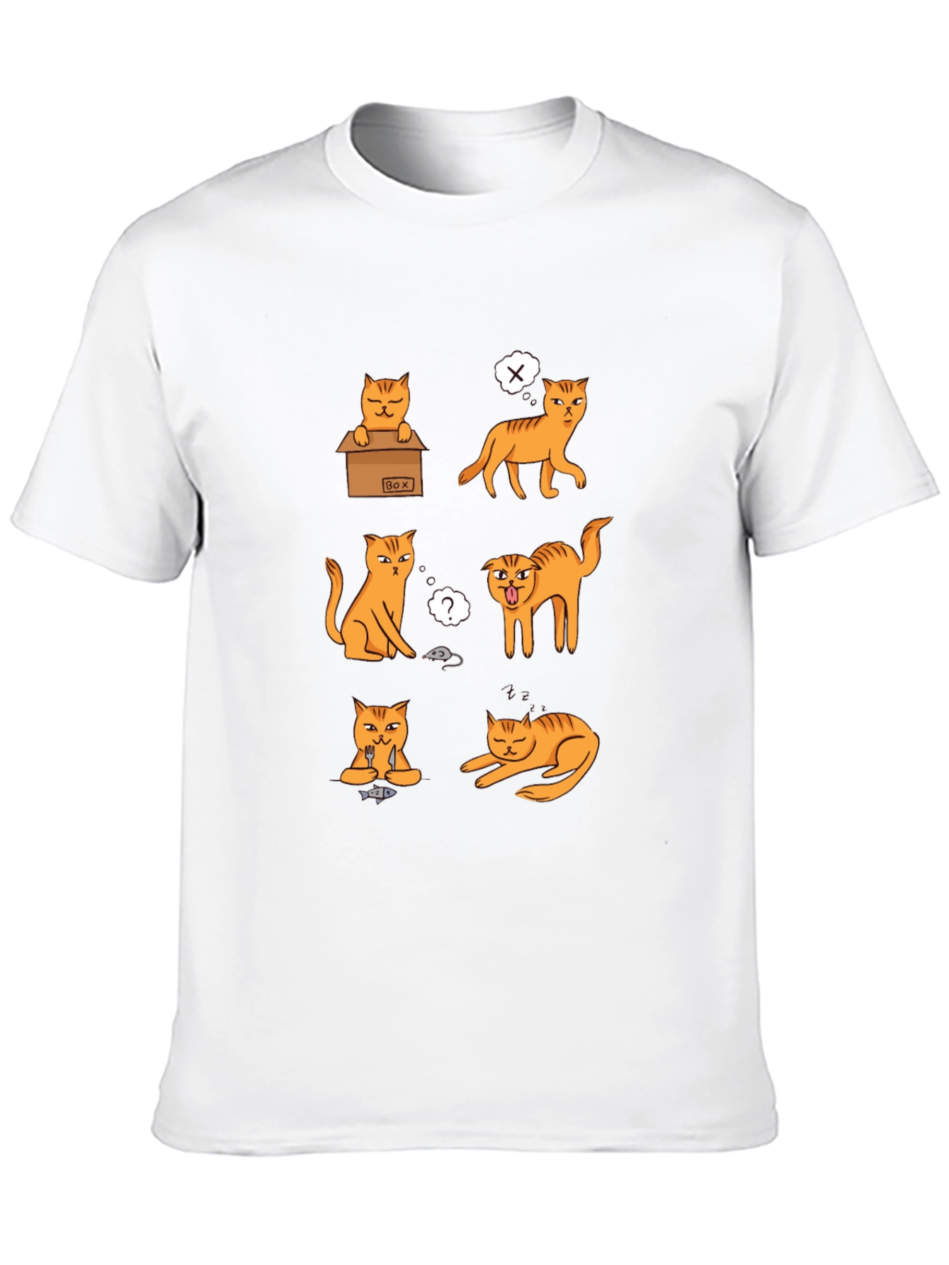 Black Funny Cat Moods Graphic T-Shirt view 10