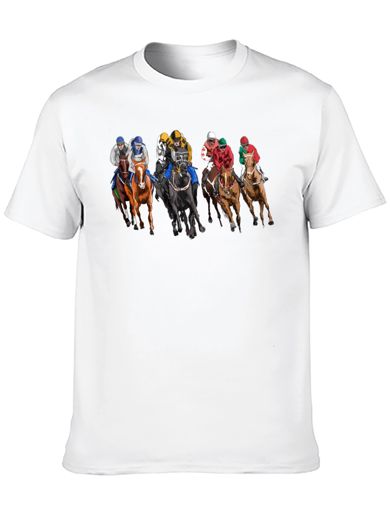 Black Horse Racing Tee - Black Cotton Graphic Print T-Shirt view 10