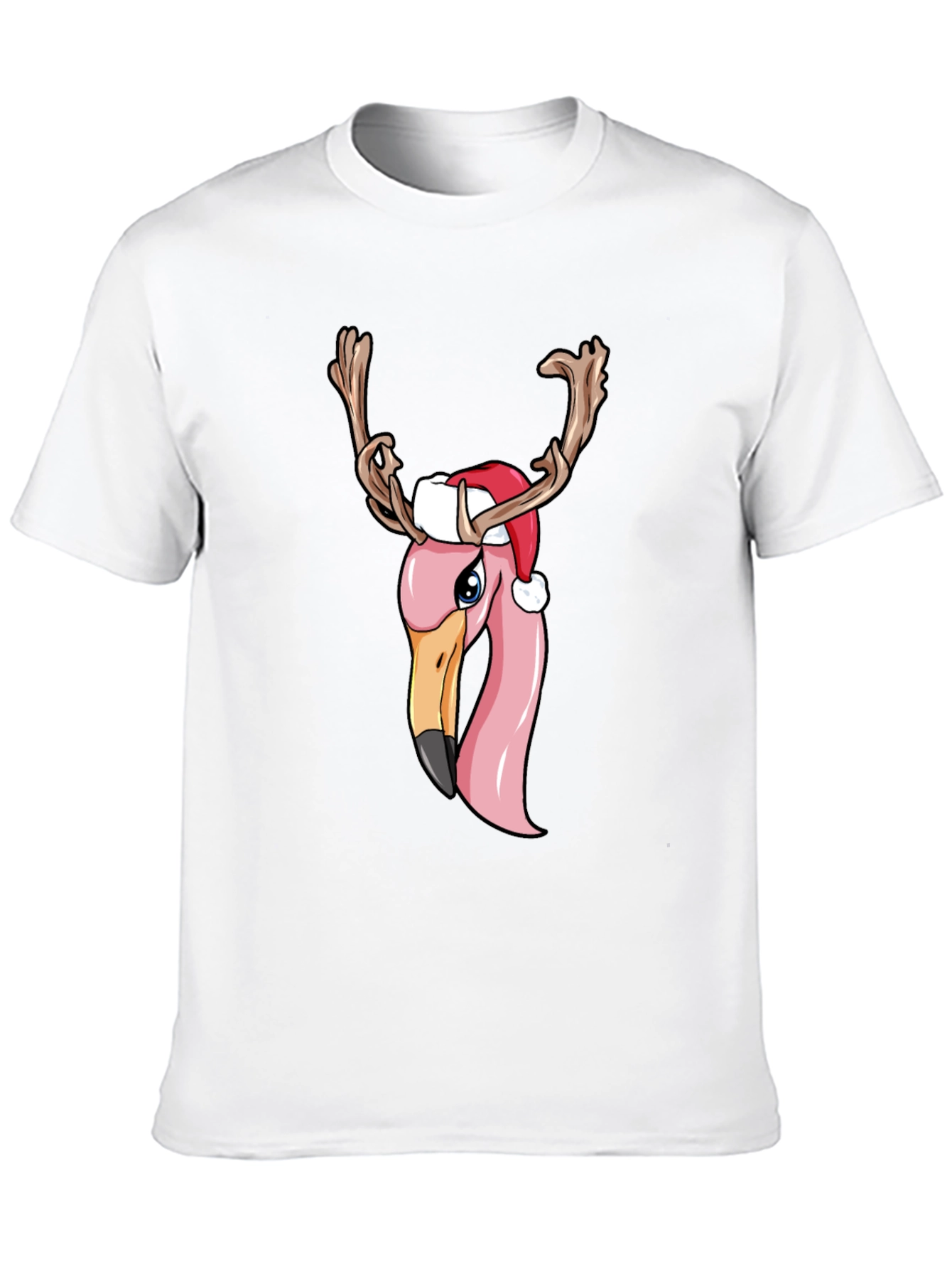 Black Festive Flamingo Christmas T-Shirt view 10