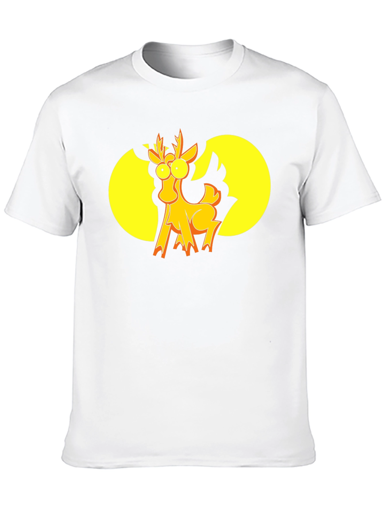 Black Funny Cartoon Deer Graphic T-Shirt - Black view 10