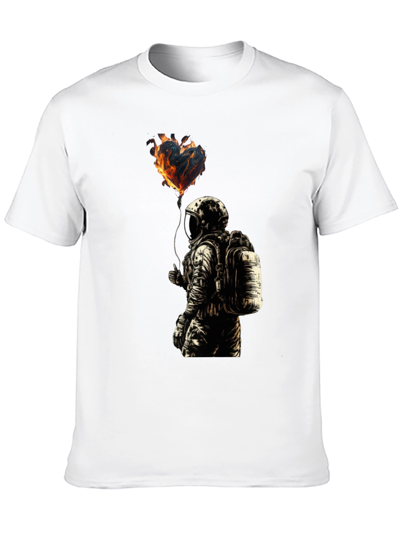 Black Flaming Heart Astronaut Graphic Tee - Black view 10