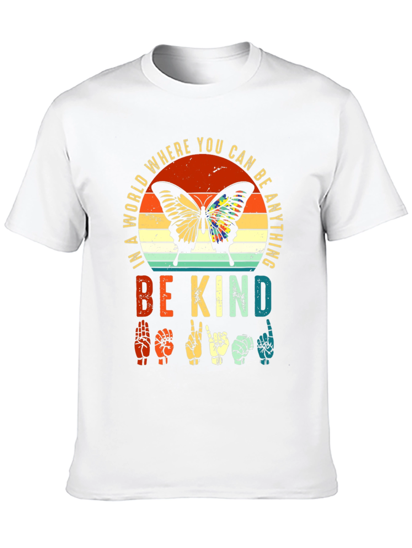 Black Be Kind Sign Language Butterfly Graphic Tee view 10