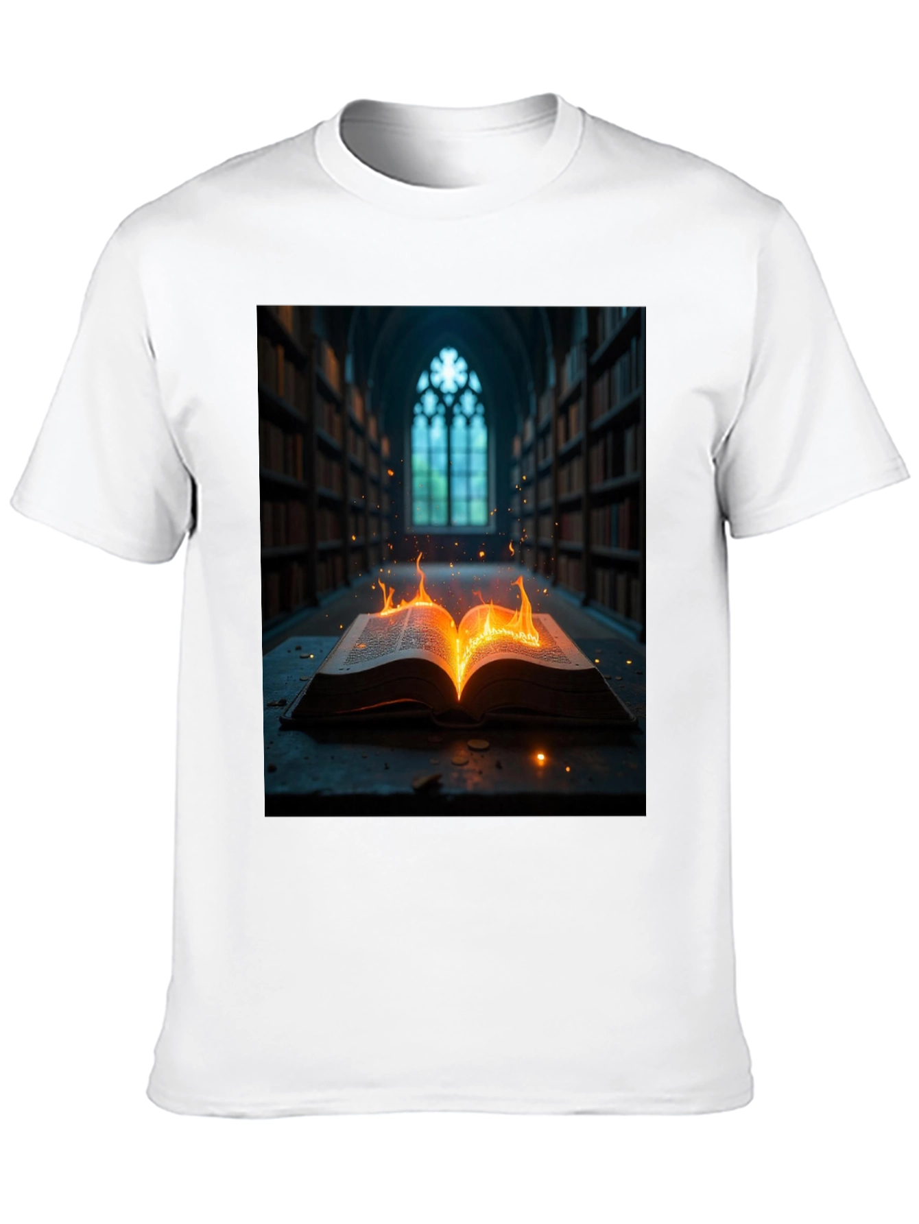 Black Mystical Burning Book Graphic Tee view 10