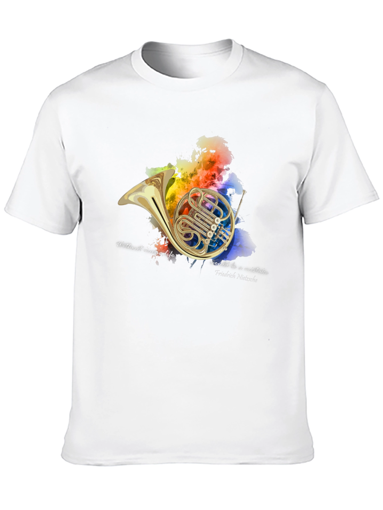 Black French Horn Music Lover T-Shirt view 10
